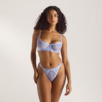 Two-Tone Blossom Balcony Bra - Cornflower Blue