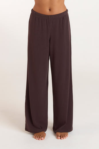 Ribbed Pyjama Bottoms - Dark Chocolate