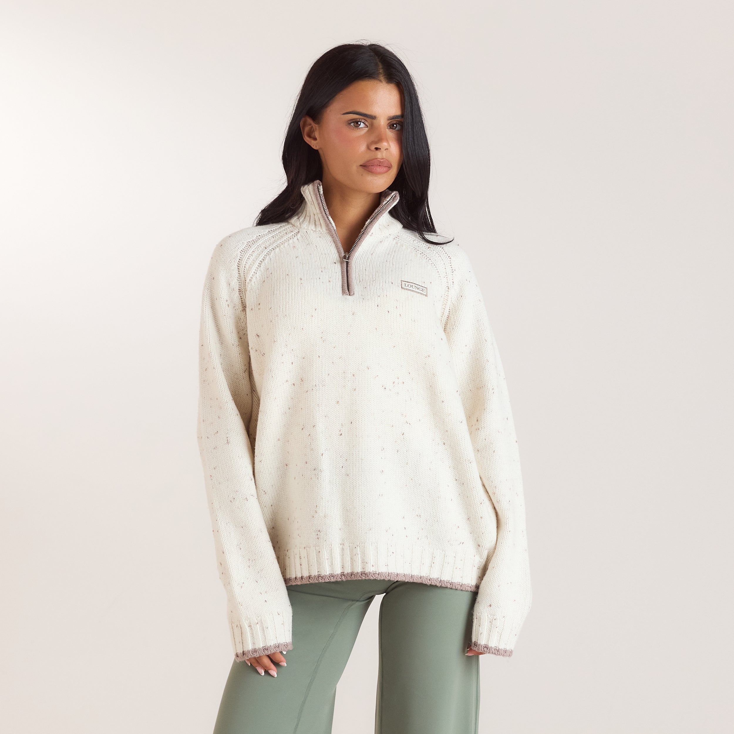 Knitted Wool Quarter-Zip Jumper | Knitted Wool Quarter-Zip Jumper - Cream