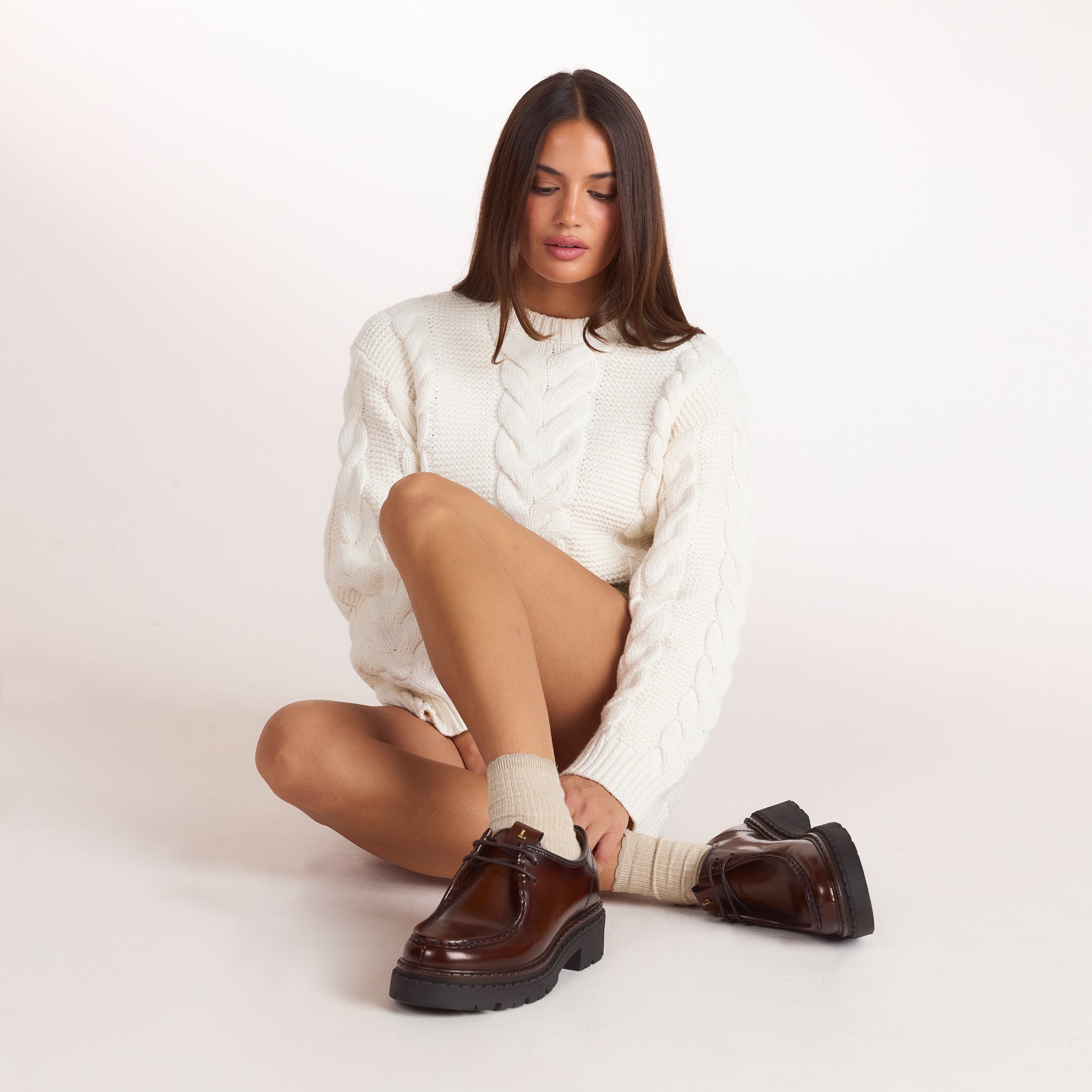 Etta Lace-Up Chunky Loafers | Etta Lace-Up Chunky Loafers - Tan