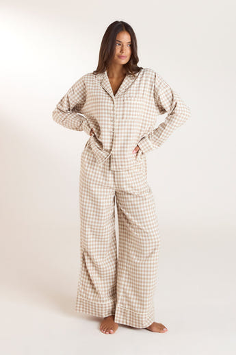 Gingham Pyjama Bottoms - Beige alternate