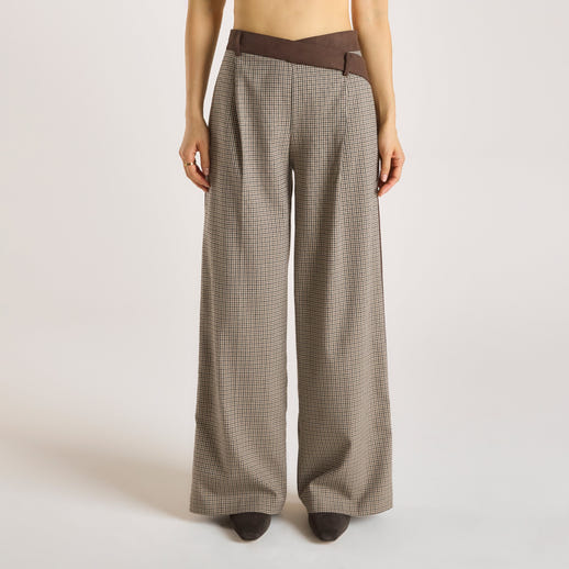 Houndstooth Trousers - Brown