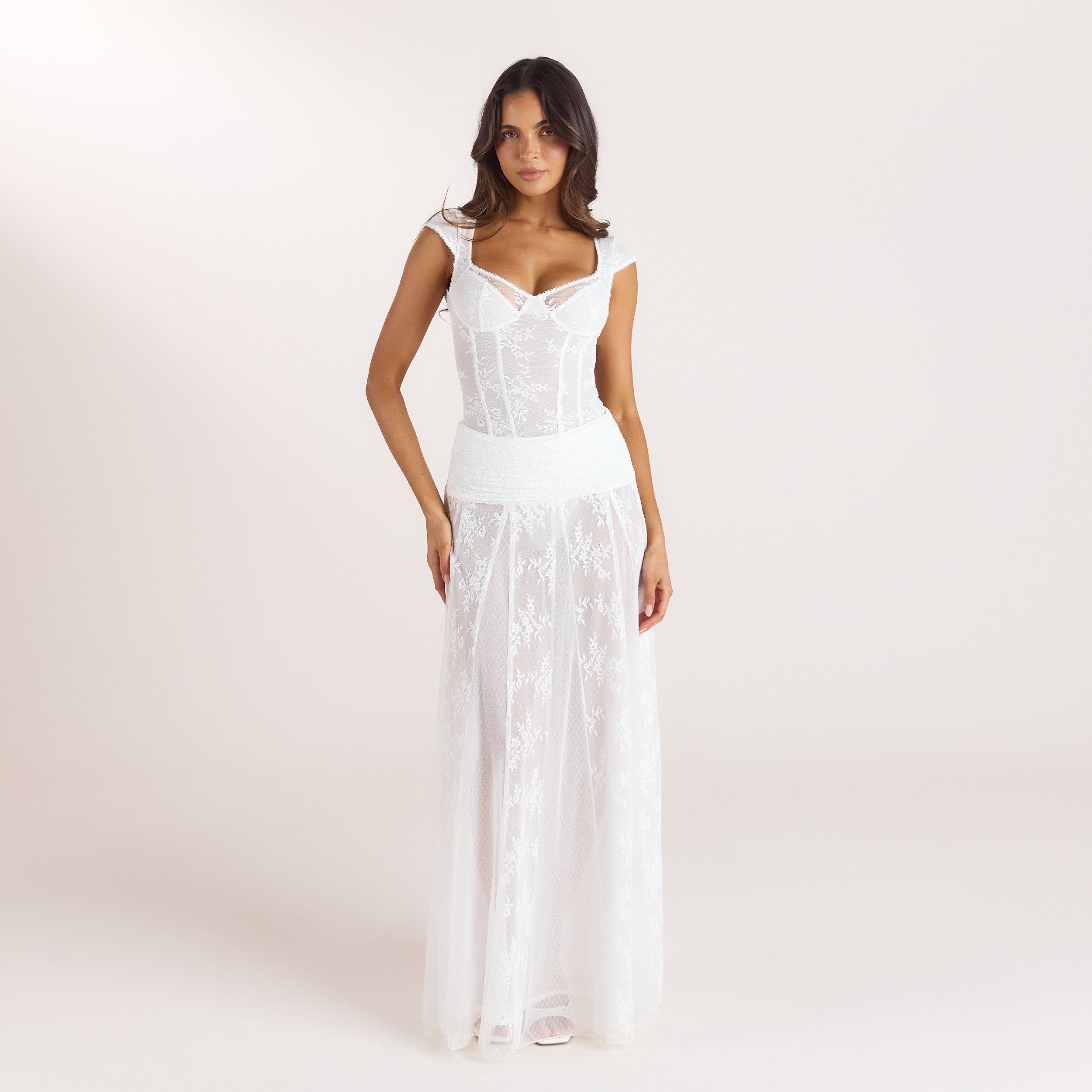 Sheer Lace Maxi Skirt | Sheer Lace Maxi Skirt - White