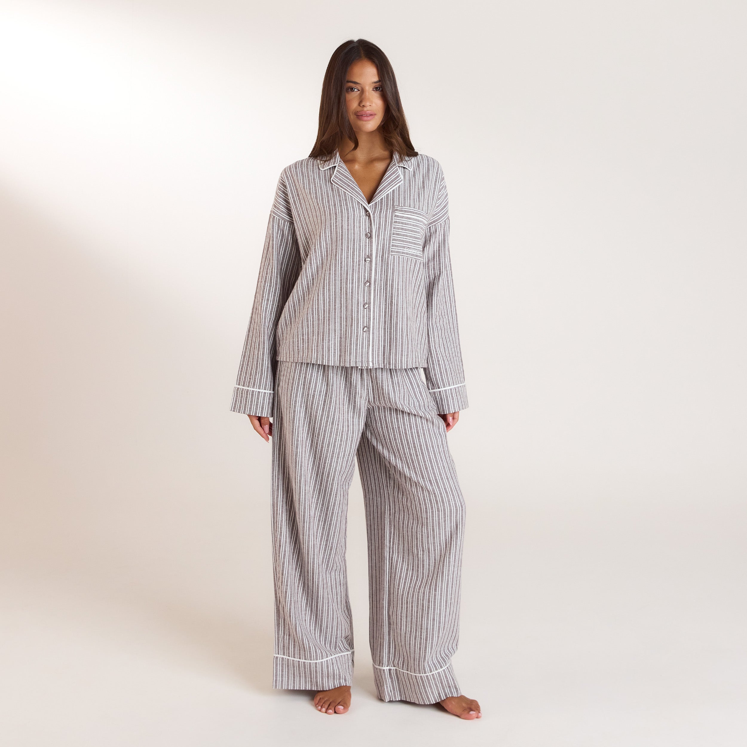 Stripe Pyjama Bottoms - Chocolate alternate