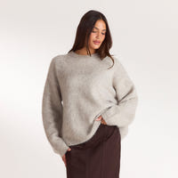 Fluffy Knitted Jumper - Warm Grey