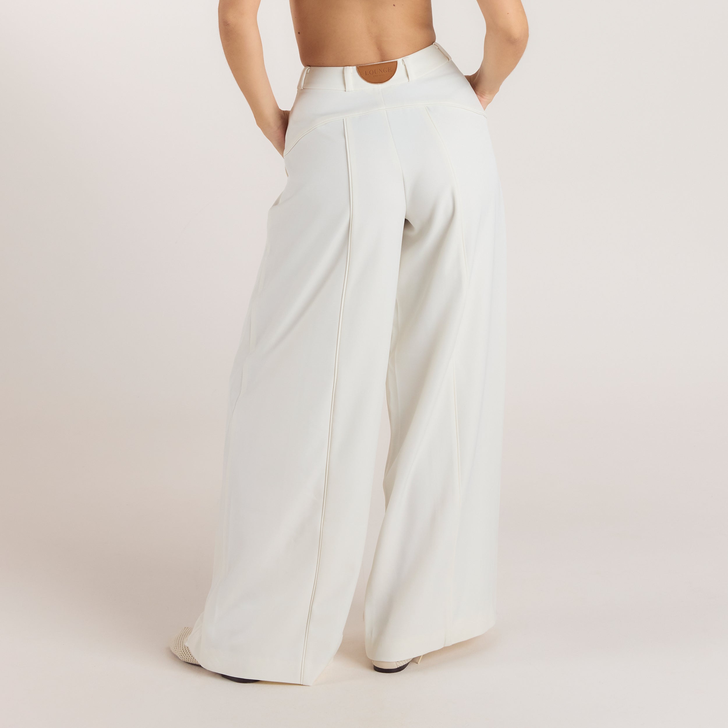 Wide-Leg Pleat Detail Trousers | Wide-Leg Pleat Detail Trousers - Off White