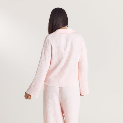 Crinkle Pyjama Shirt - Pink alternate