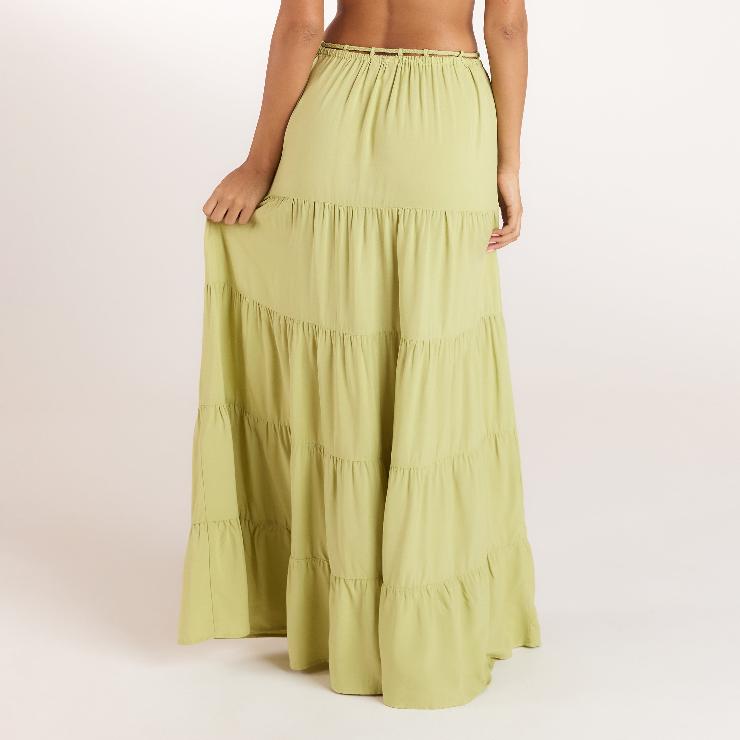 Ruched Bralette & Maxi Skirt Co-Ord | Ruched Bralette (Set) - Washed Lime