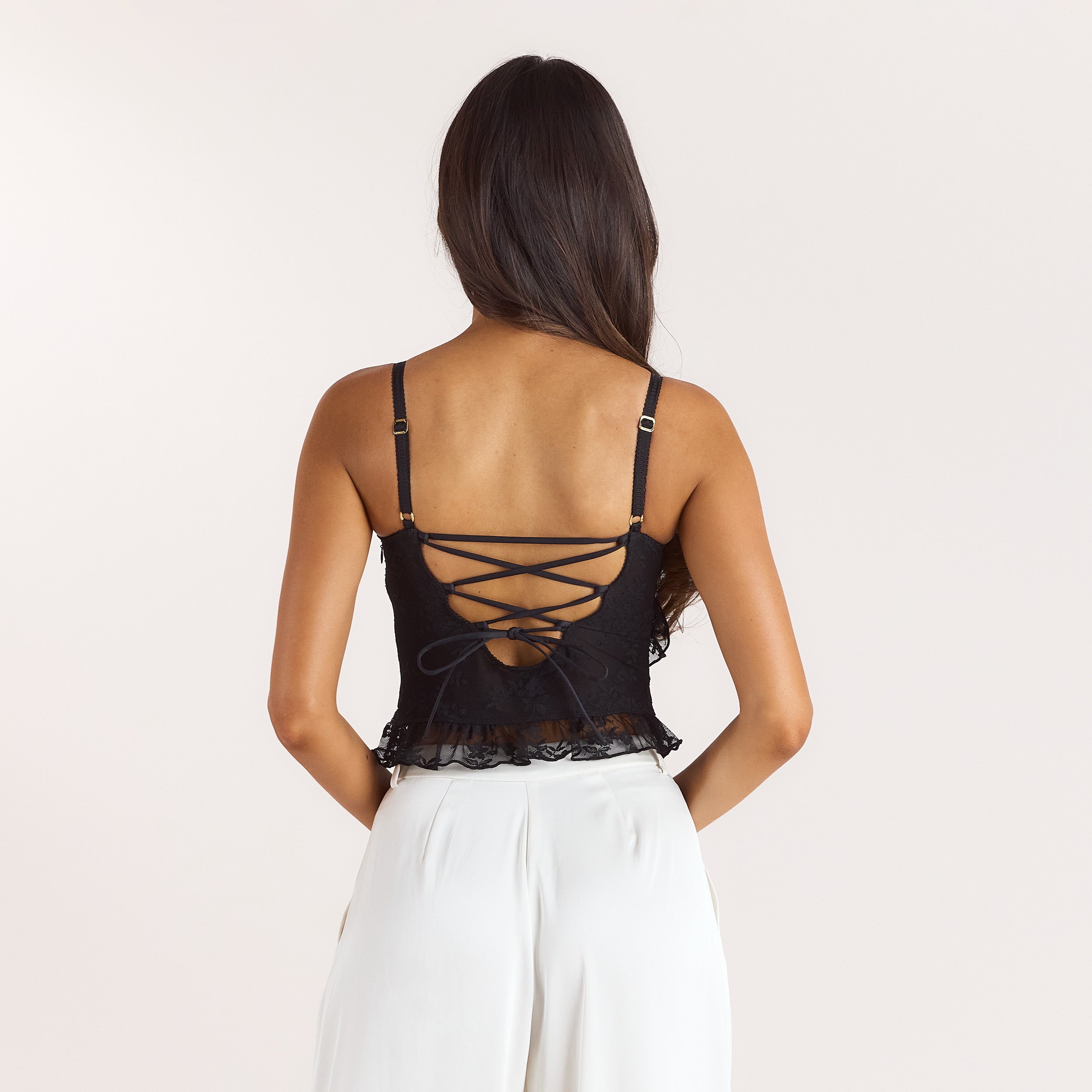 Asymmetric Lace Cami Top | Asymmetric Lace Cami Top - Black