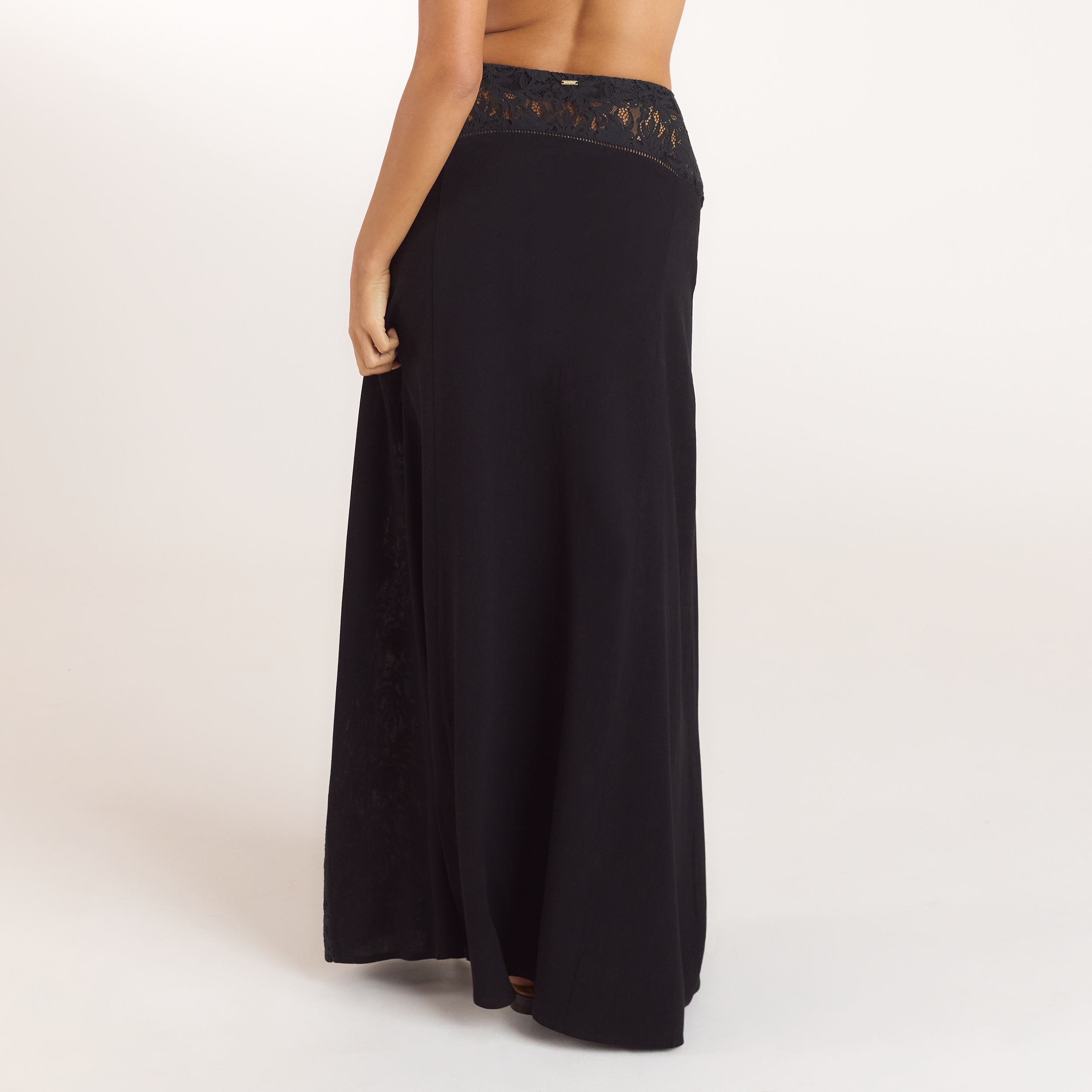Lace Insert Maxi Skirt | Lace Insert Maxi Skirt - Black