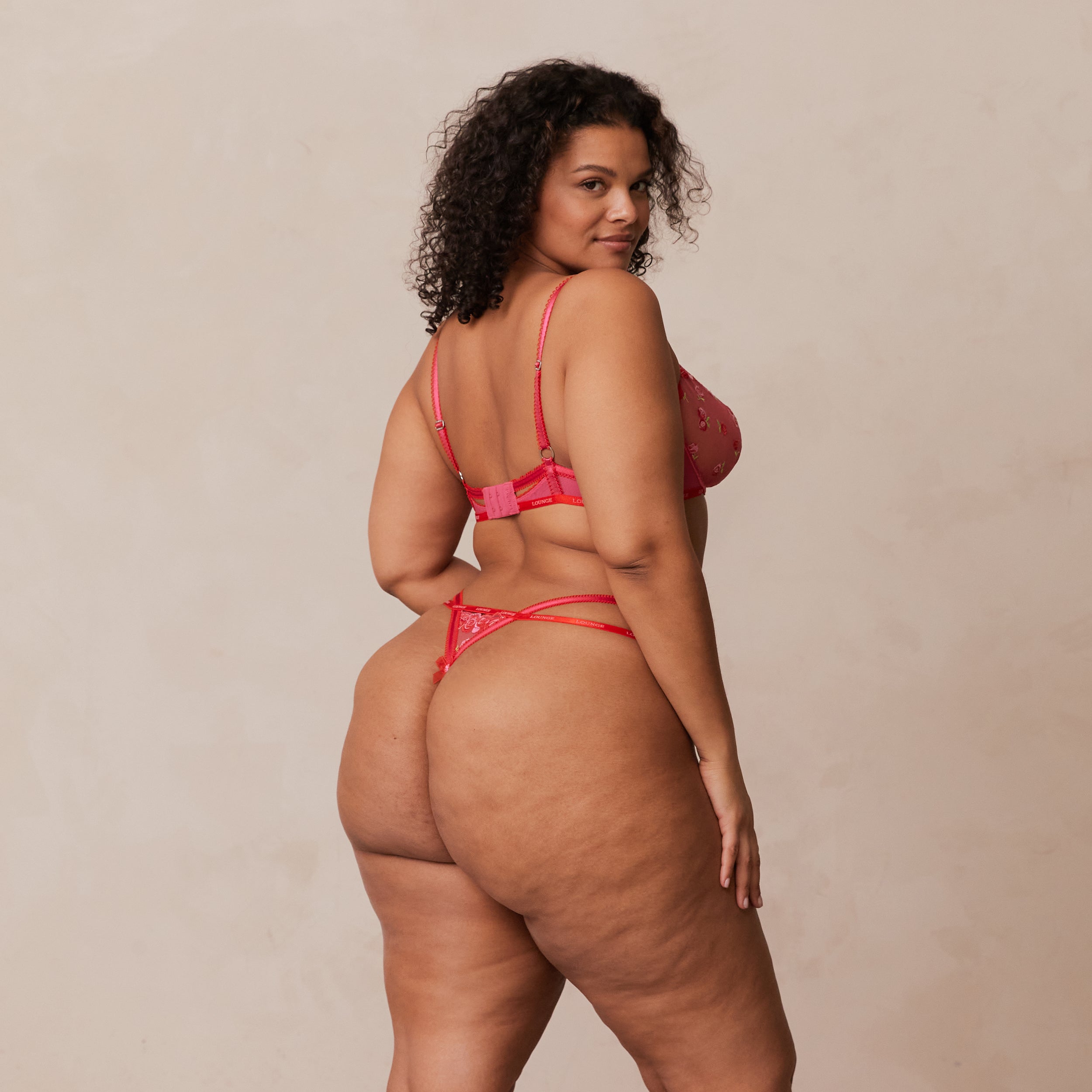 Blush Embroidered Balcony Bra | Leslie, 36DD/XL (G-String)