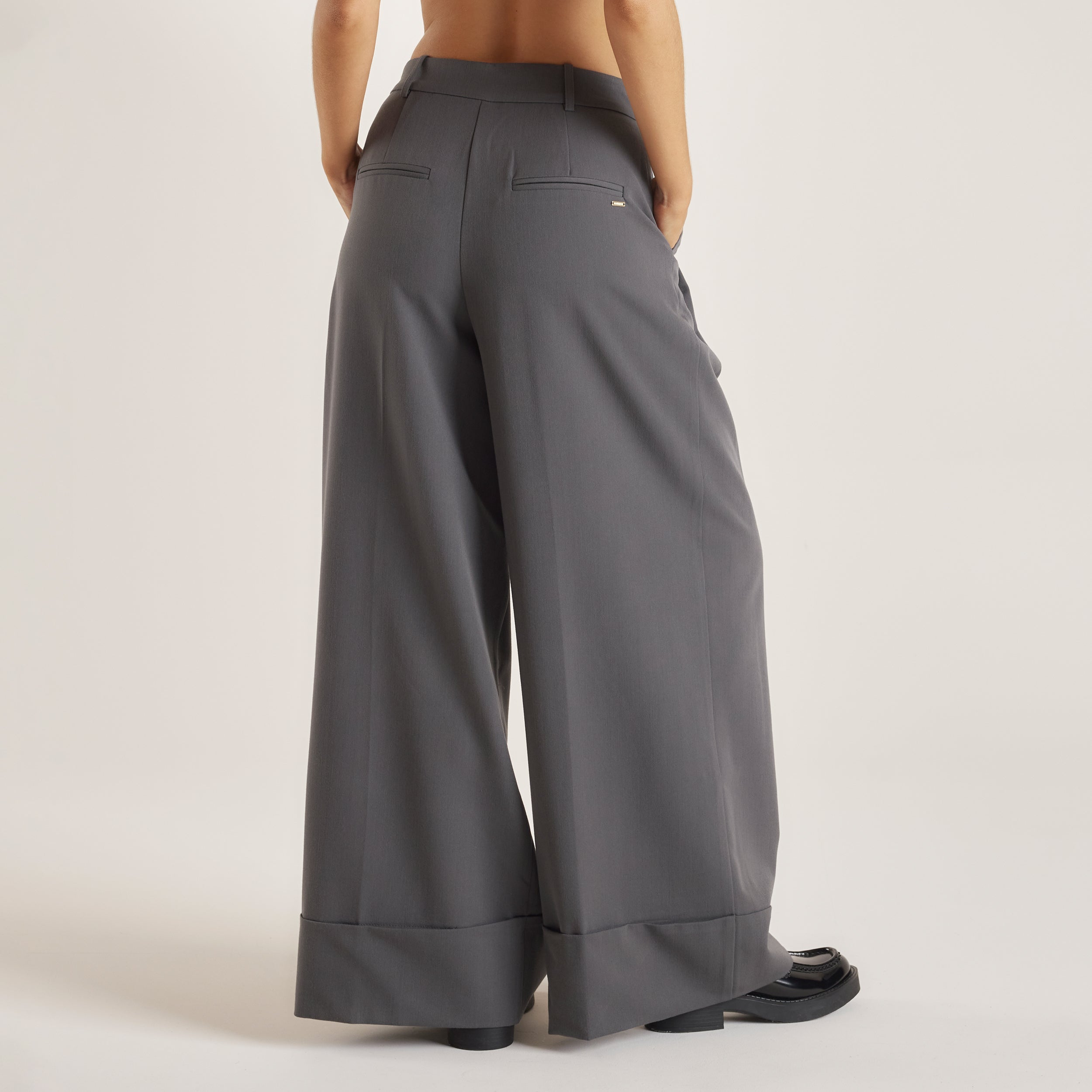 Tailored Turn-Up Trousers  | Tailored Turn-Up Trousers - Charcoal