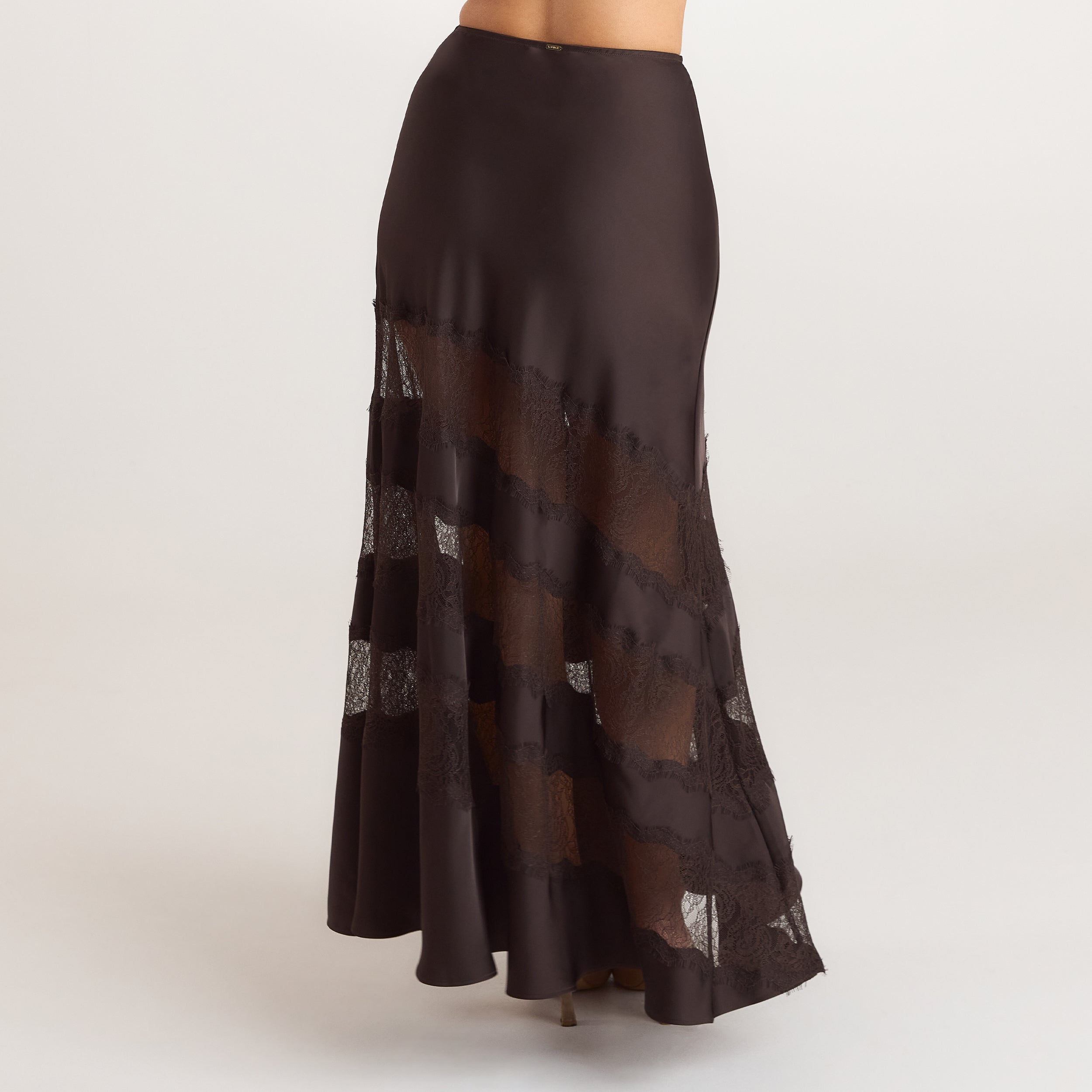 Lace Trim Maxi Skirt | Lace Trim Maxi Skirt - Chocolate