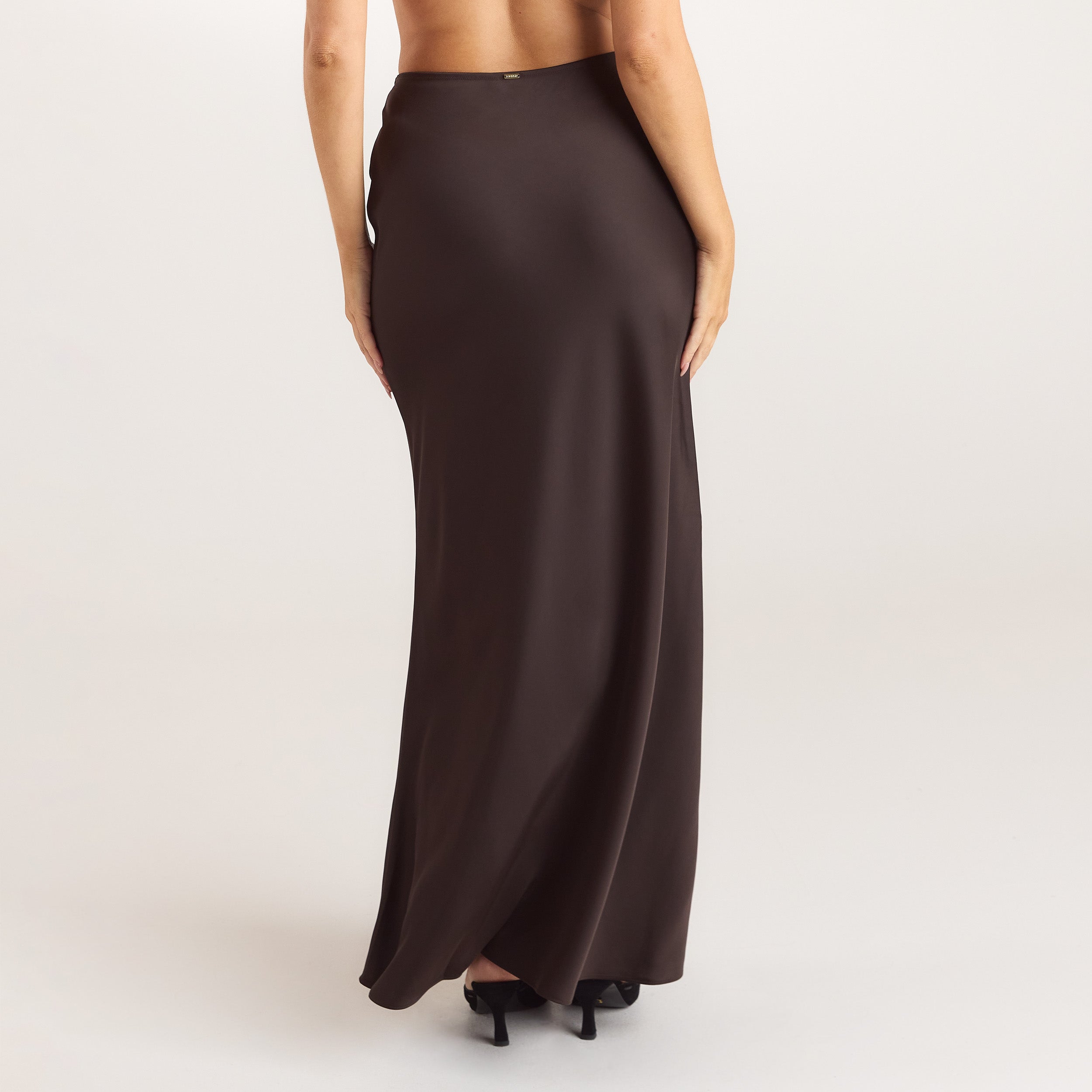 Satin Fitted Maxi Skirt | Satin Fitted Maxi Skirt - Chocolate