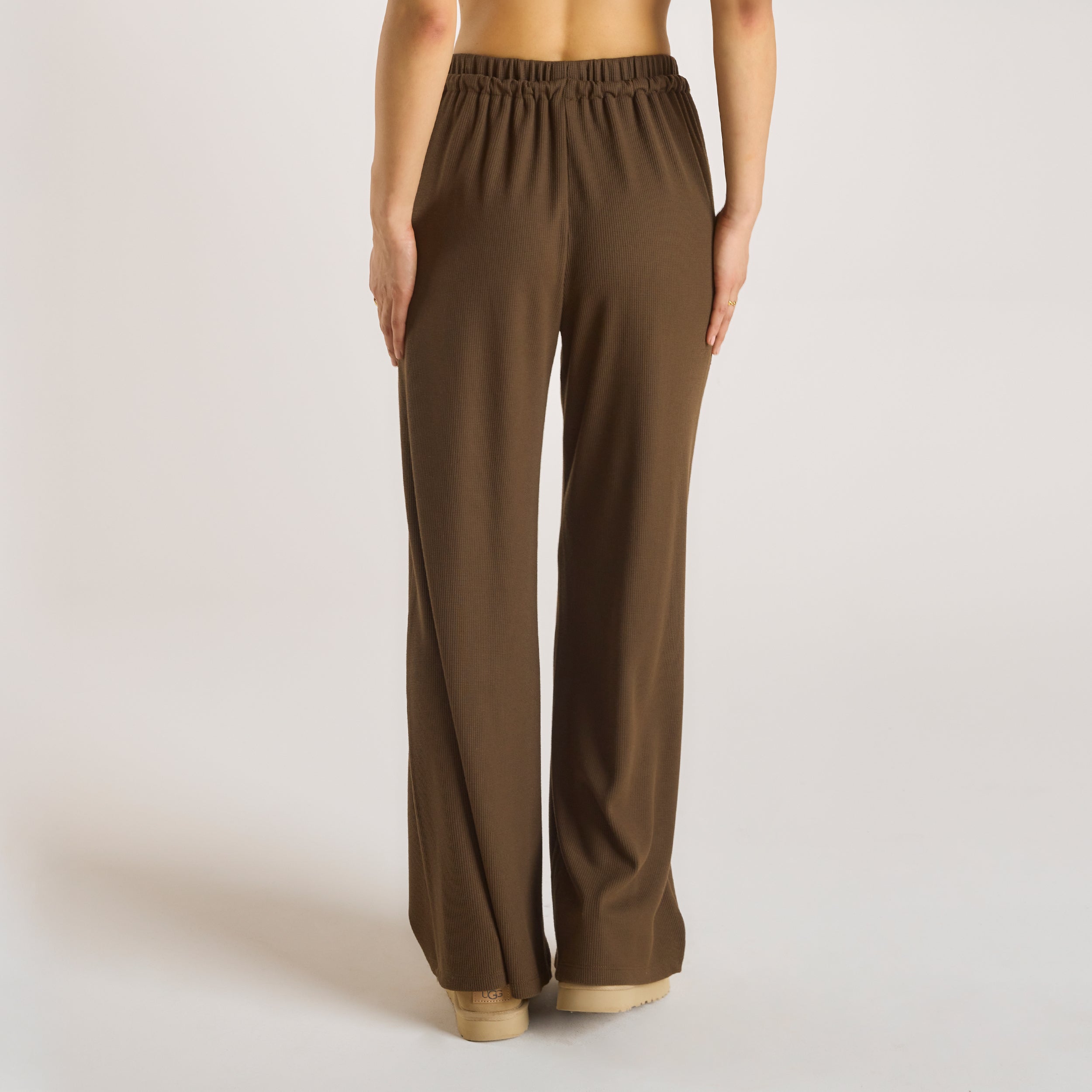 Waffle Wide Leg Trousers  | Waffle Wide Leg Trousers - Chocolate