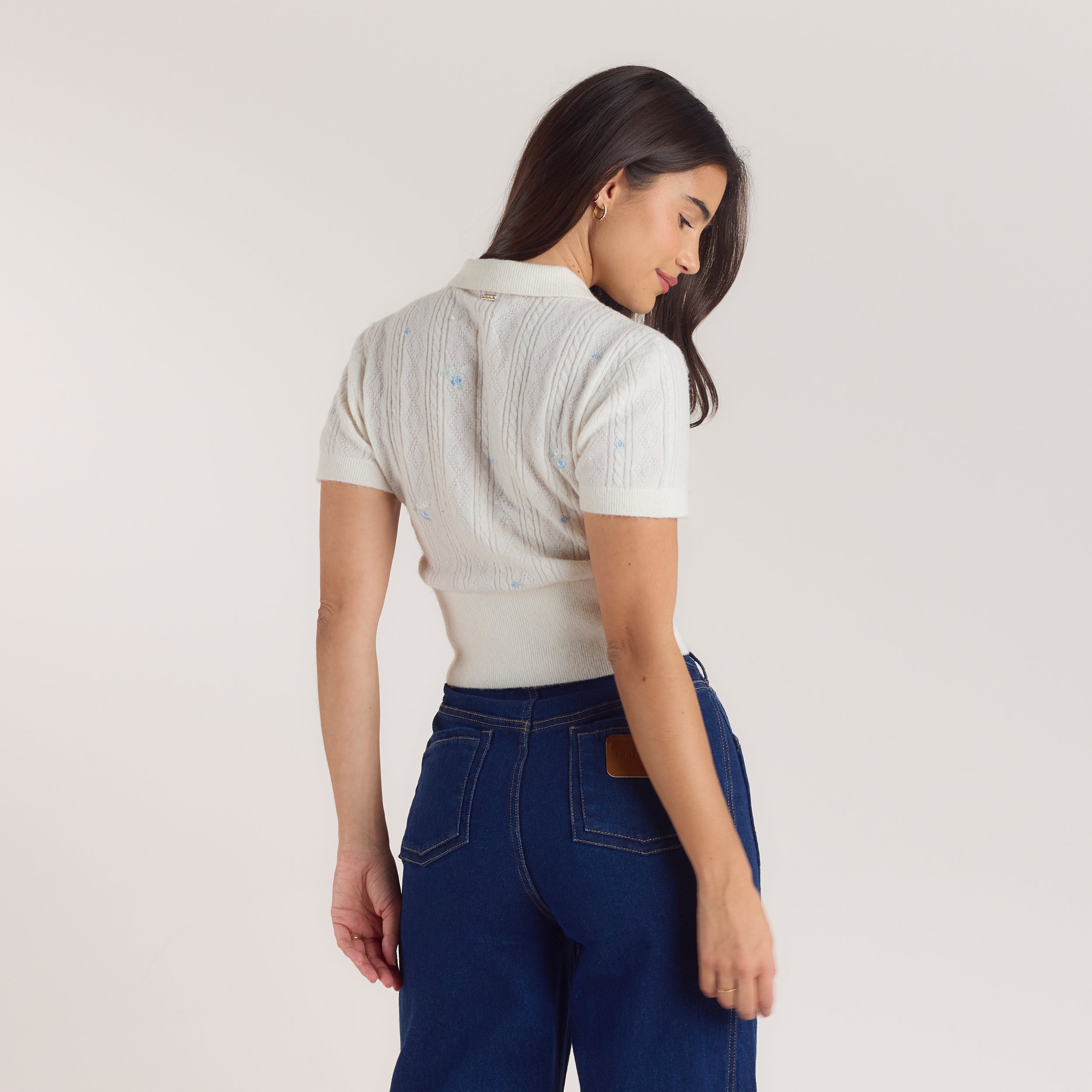 Embroidered Knitted Top | Embroidered Knitted Top - Cream