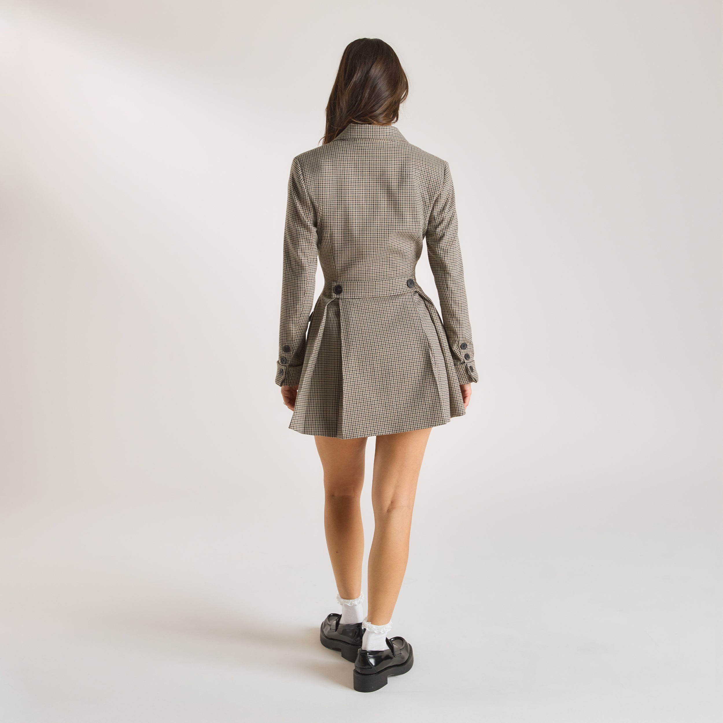 Houndstooth Blazer Dress  | Houndstooth Blazer Dress - Brown