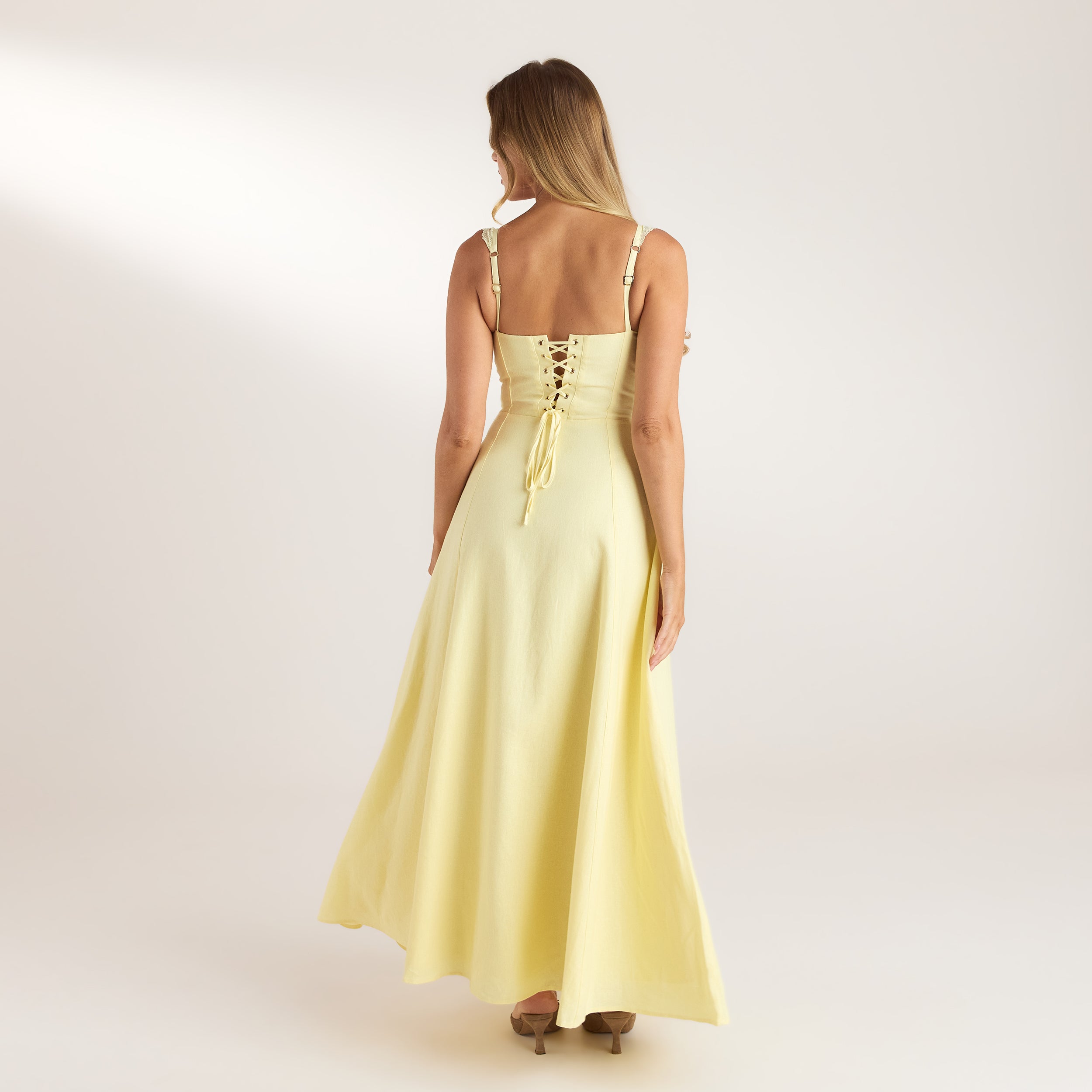 Lace Trim Maxi Dress | Lace Trim Maxi Dress - Lemon