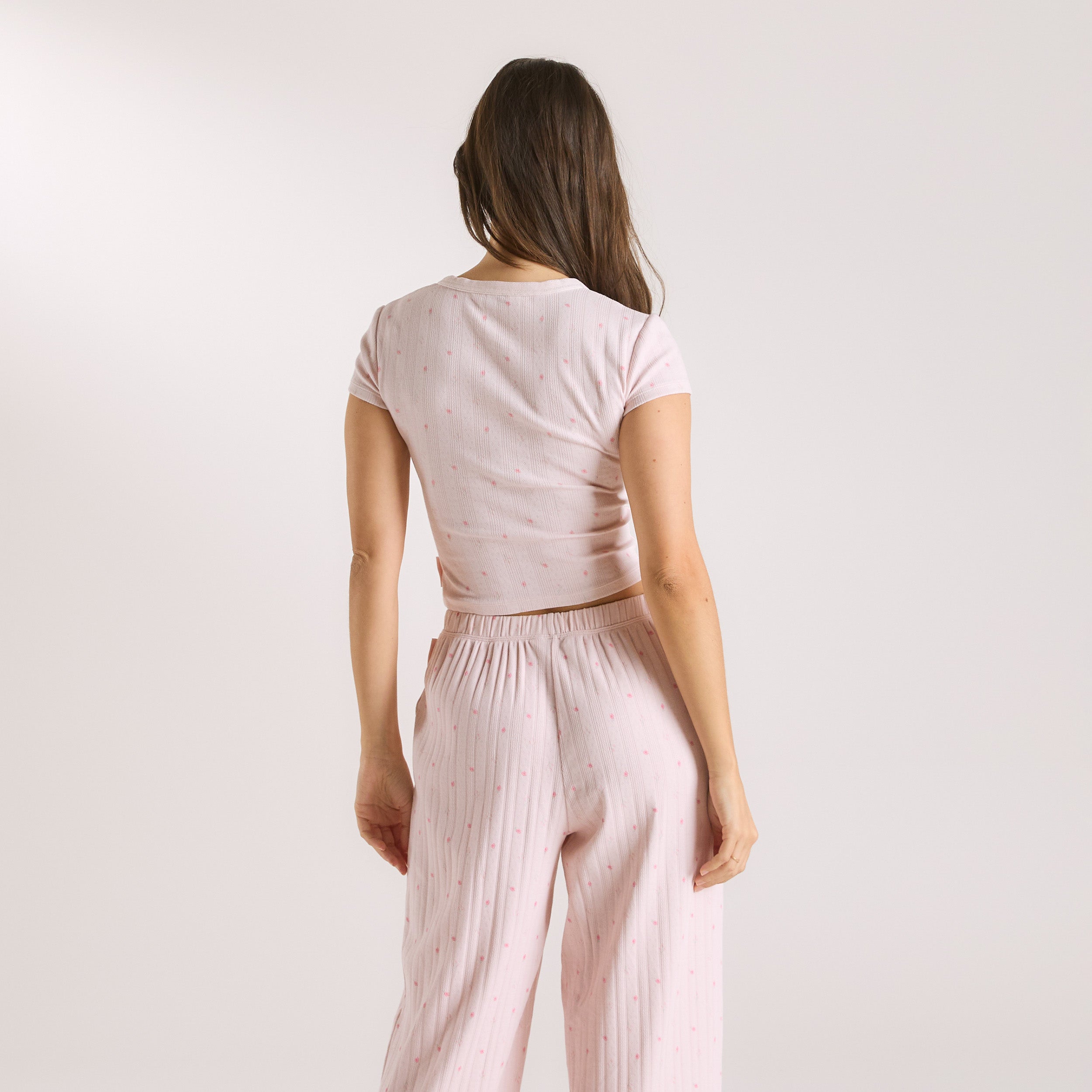 Pointelle Pyjama Top | Pointelle Pyjama Top - Pink Floral