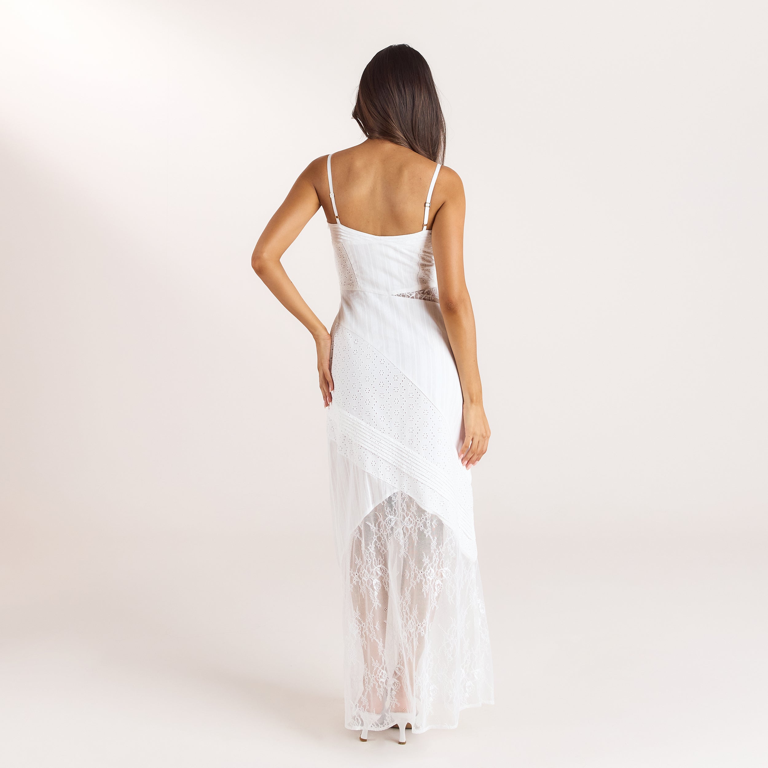 Broderie & Lace Maxi Dress | Broderie & Lace Maxi Dress - White