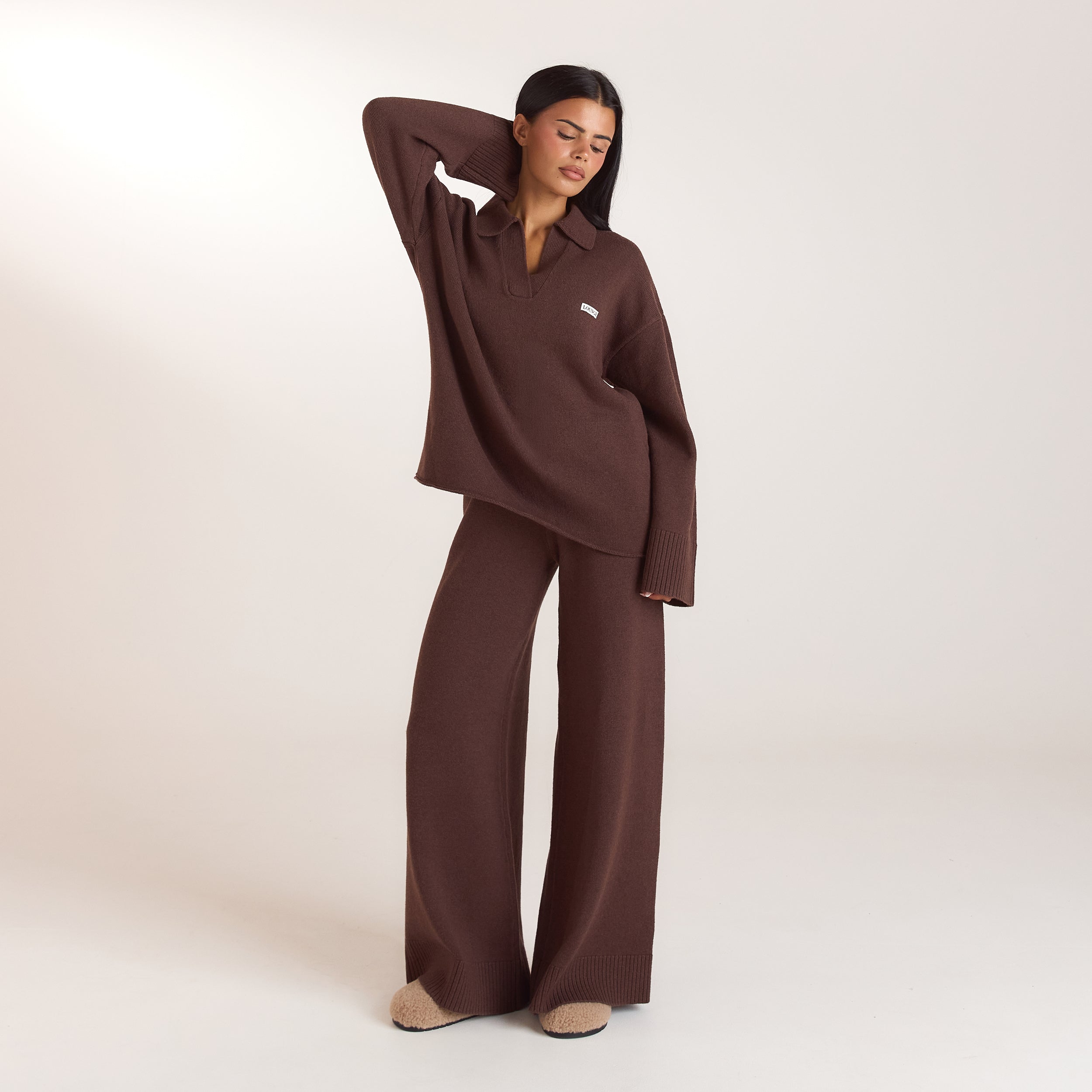 Ribbed Hem Knitted Trousers | Ribbed Hem Knitted Trousers - Chocolate