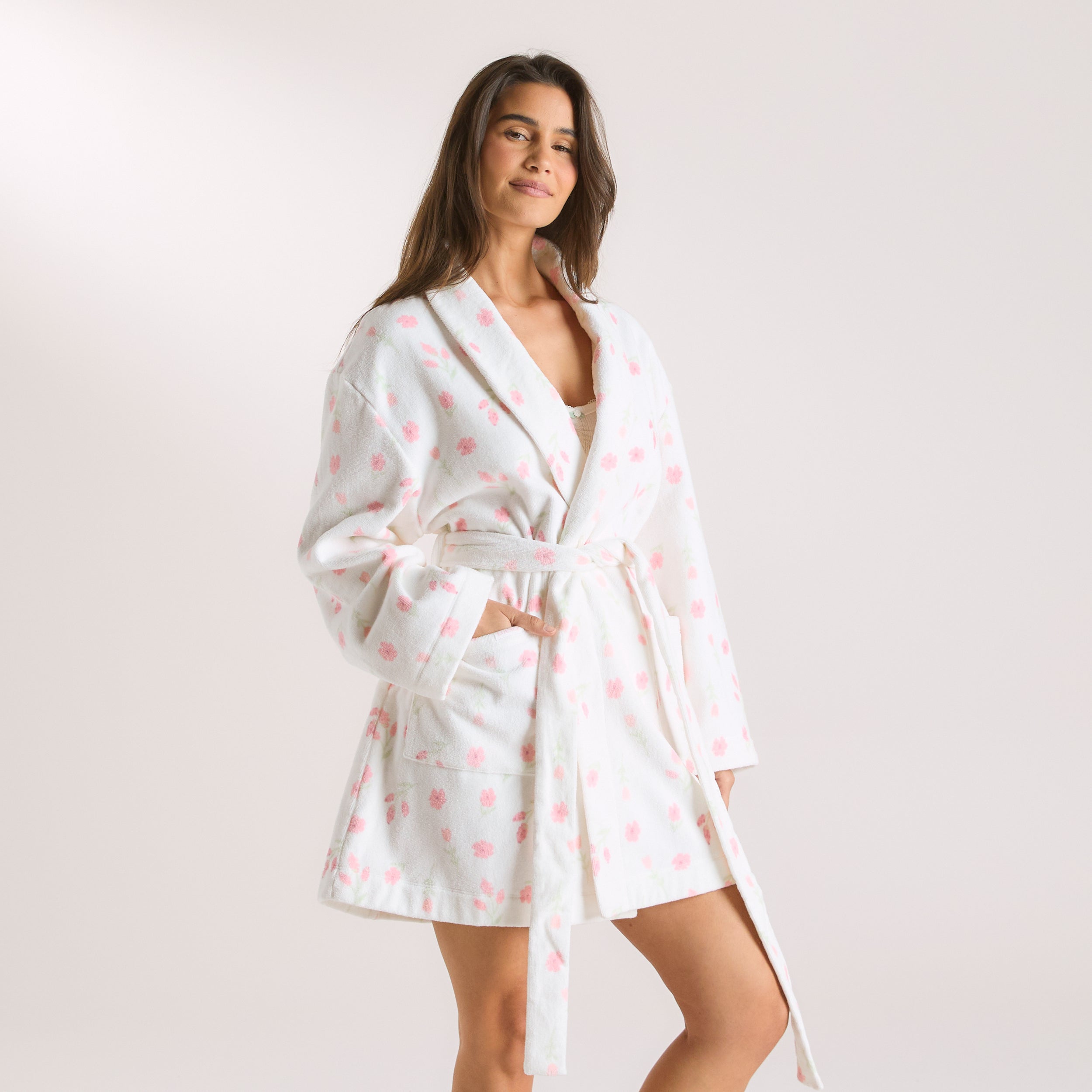 Towelling Bathrobe | Towelling Bathrobe - Floral Print