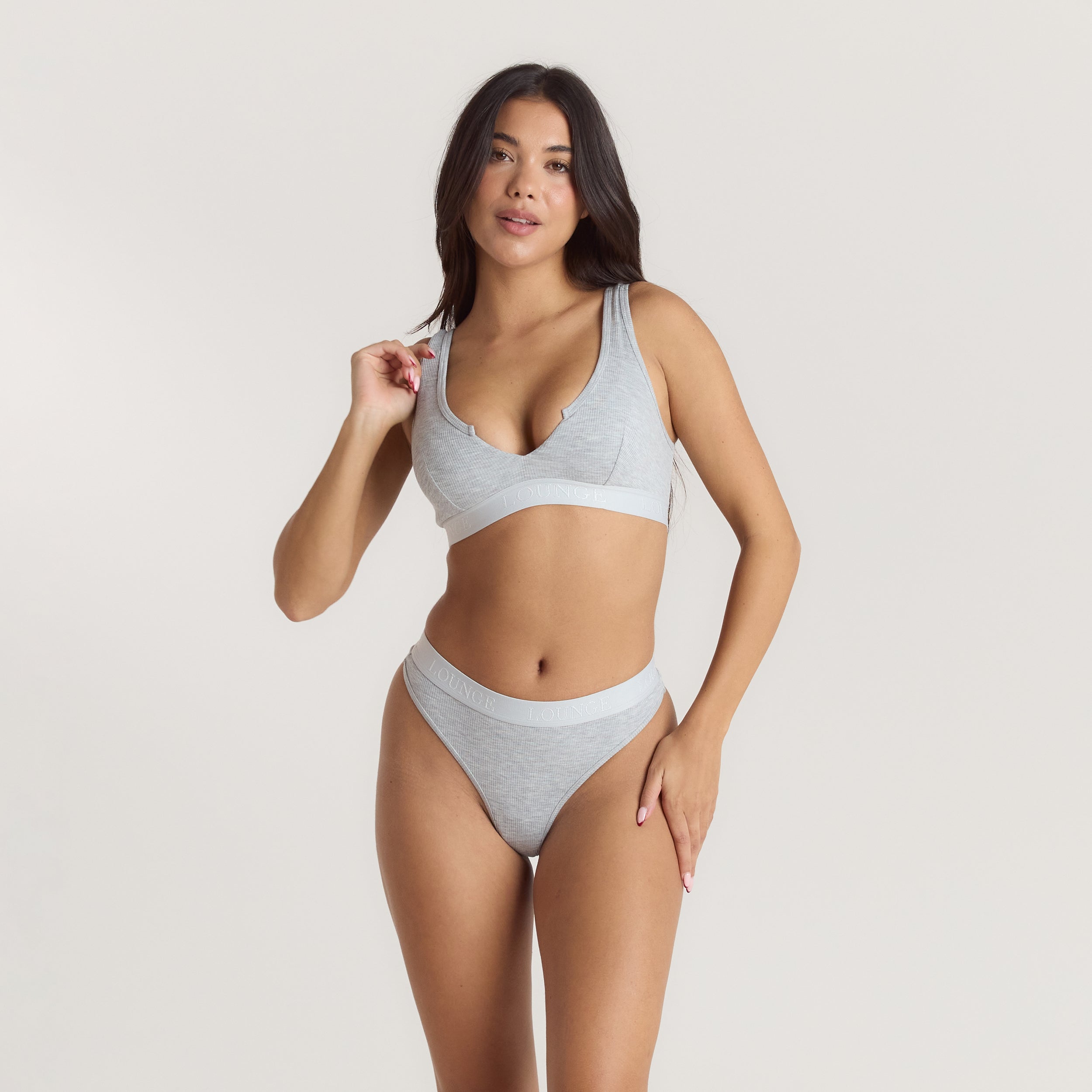 Soft Ribbed Push-Up Bralette | Soft Ribbed Push-Up Bralette - Grey Marl