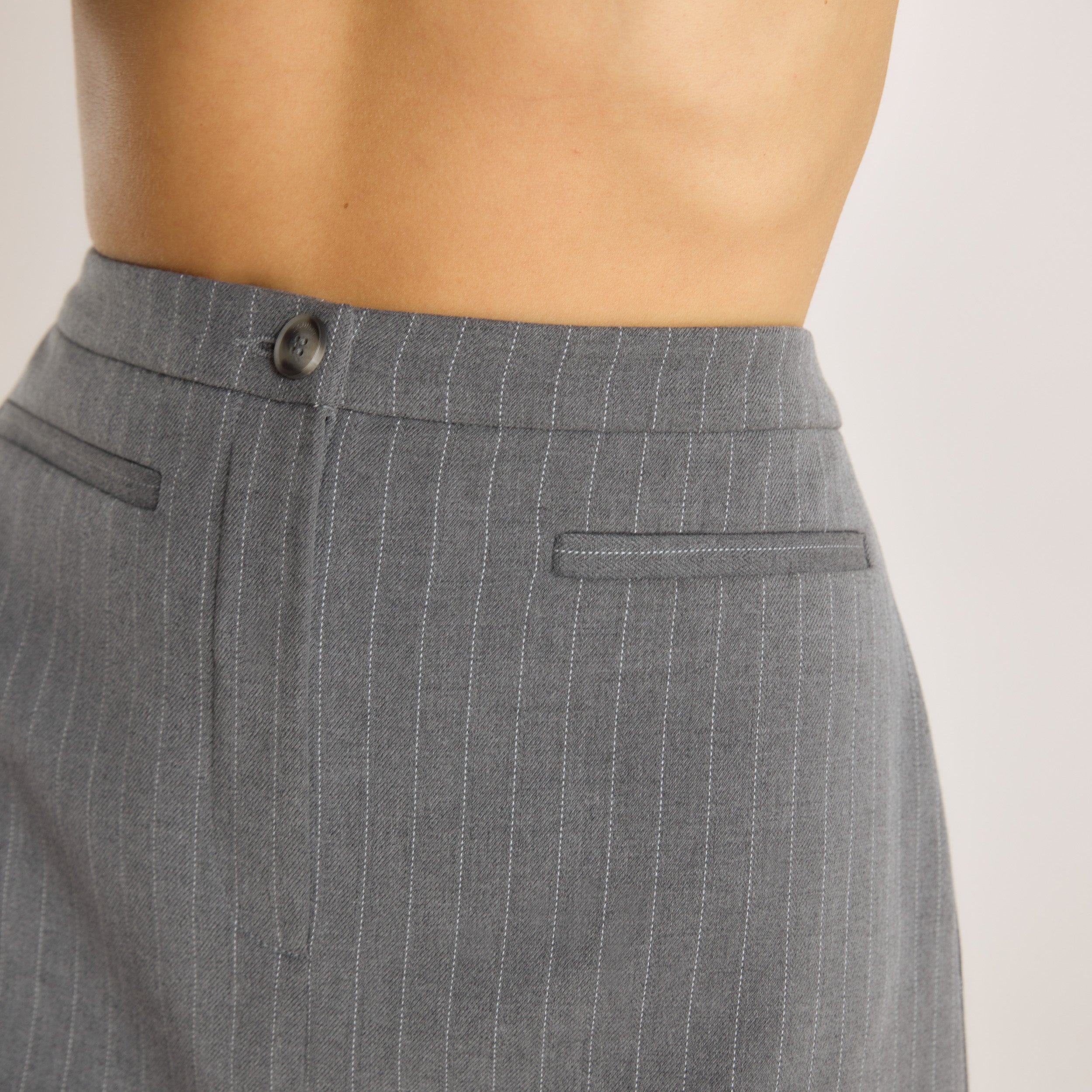 Structured Skirt  | Structured Skirt - Grey Pinstripe