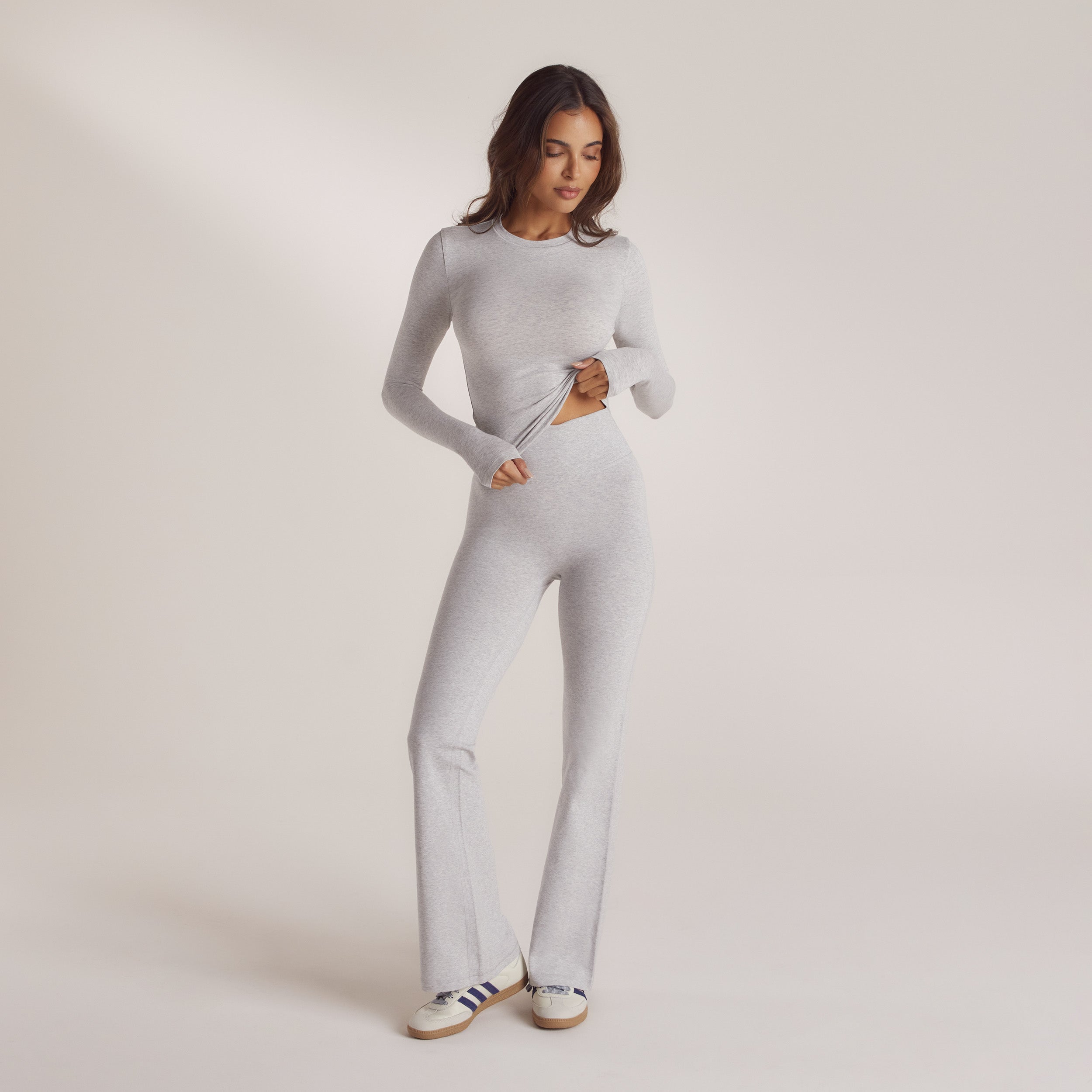 Cotton Blend Long Sleeve Top | Leidy, XS