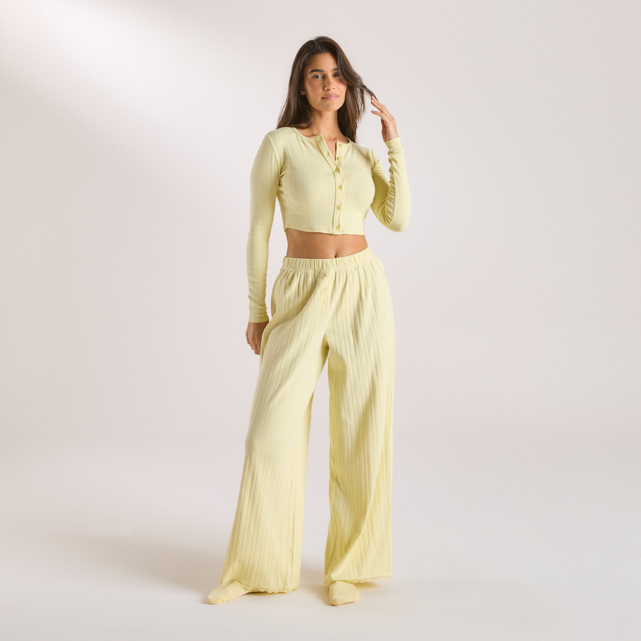Pointelle Cardigan | Pointelle Cardigan - Buttercup Yellow
