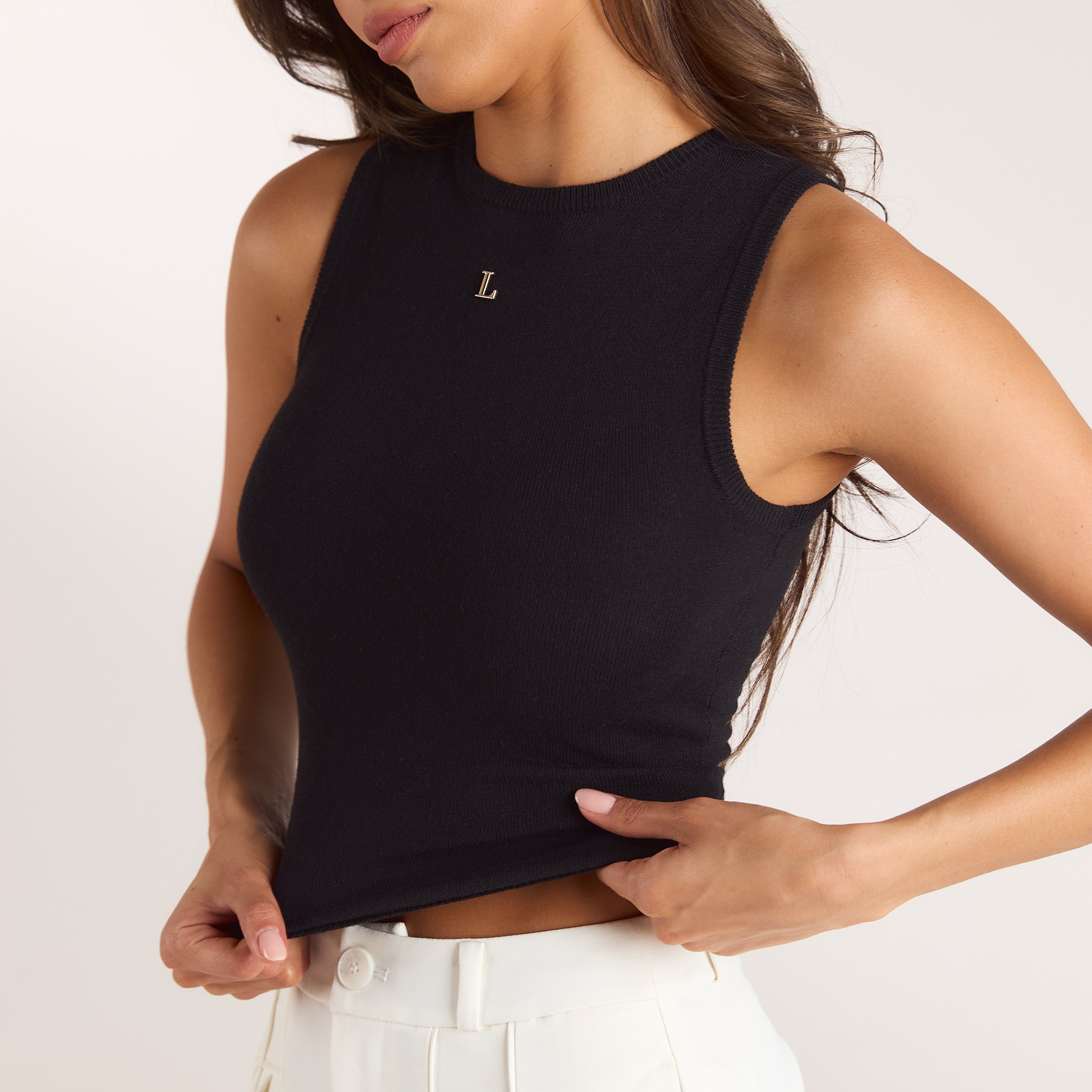 Knitted Vest Top | Knitted Vest Top - Black