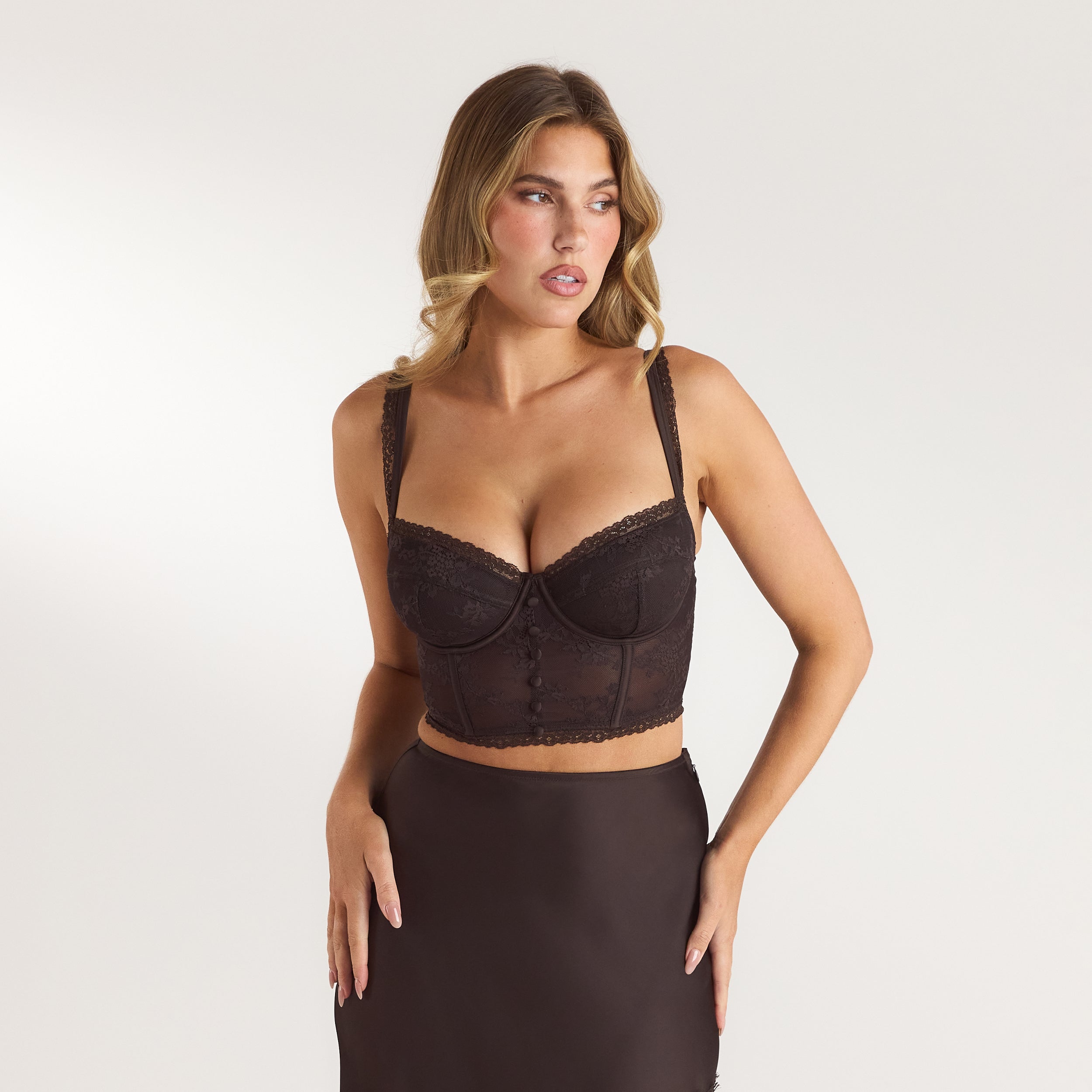 Lace Bralette Top | Lace Bralette Top - Chocolate