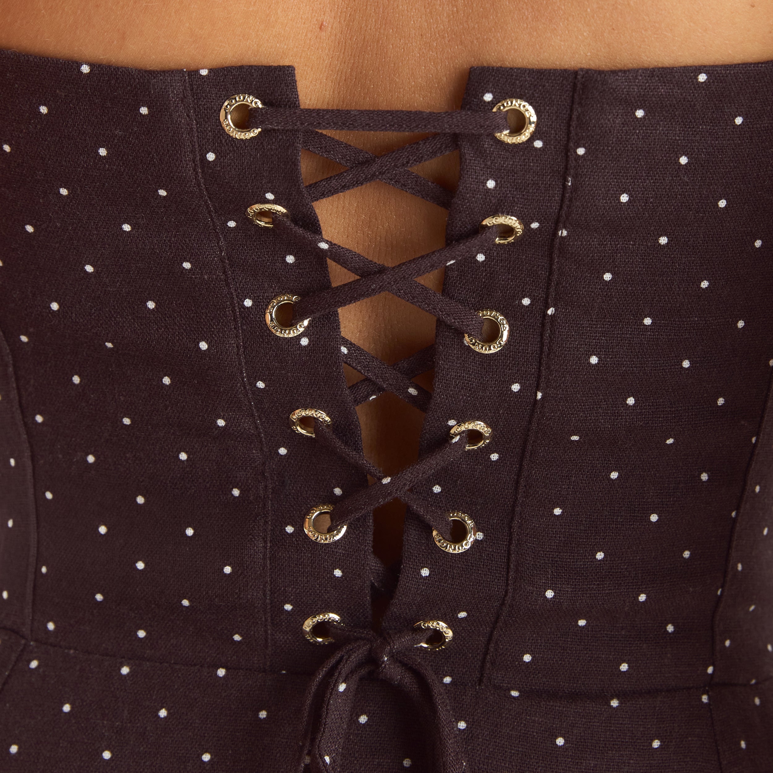 Lace Trim Maxi Dress | Lace Trim Maxi Dress - Chocolate Polka Dot