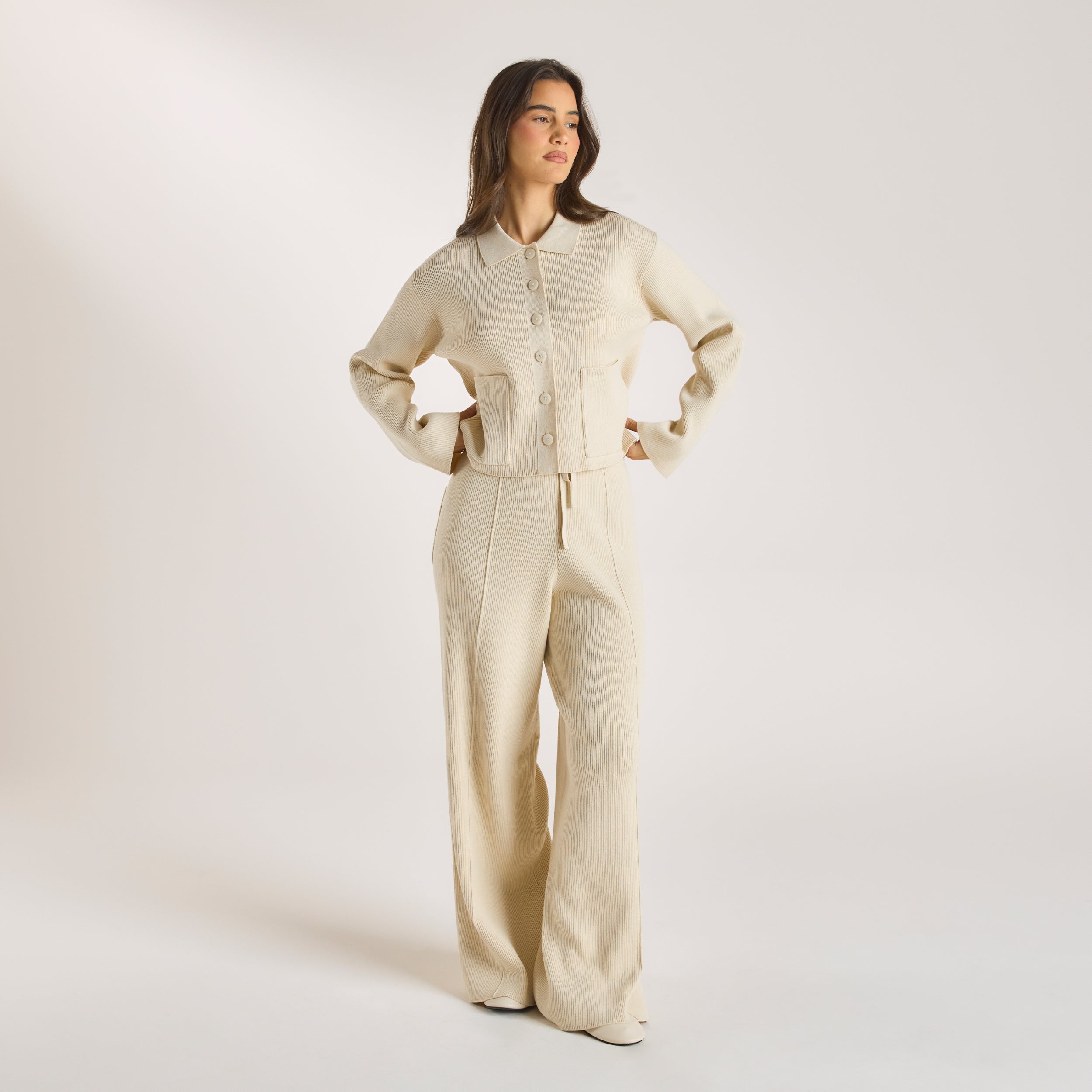 Knitted Oversized Shirt  | Knitted Oversized Shirt - Cream