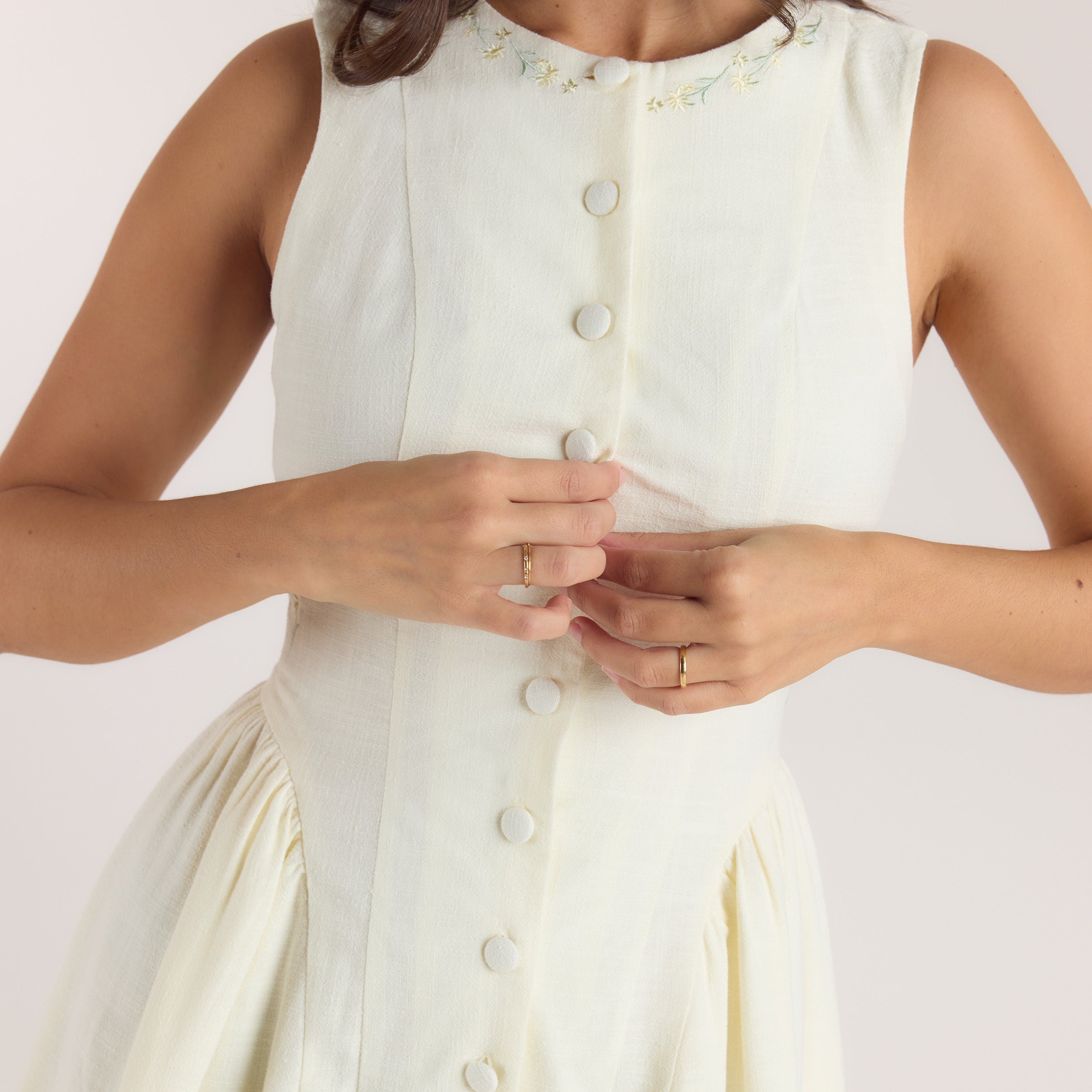 Embroidered Mini Dress | Embroidered Mini Dress - Cream