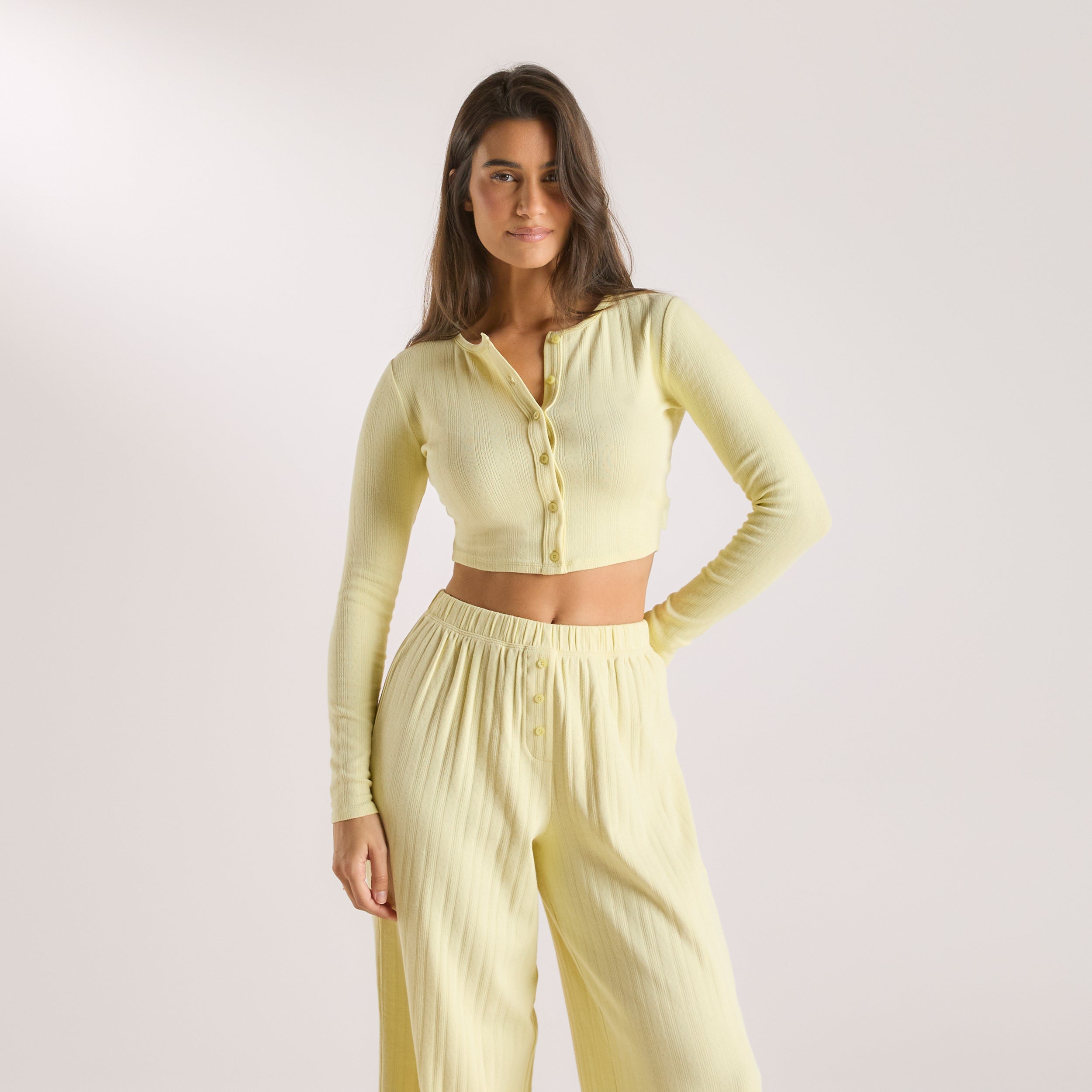 Pointelle Cardigan | Pointelle Cardigan - Buttercup Yellow