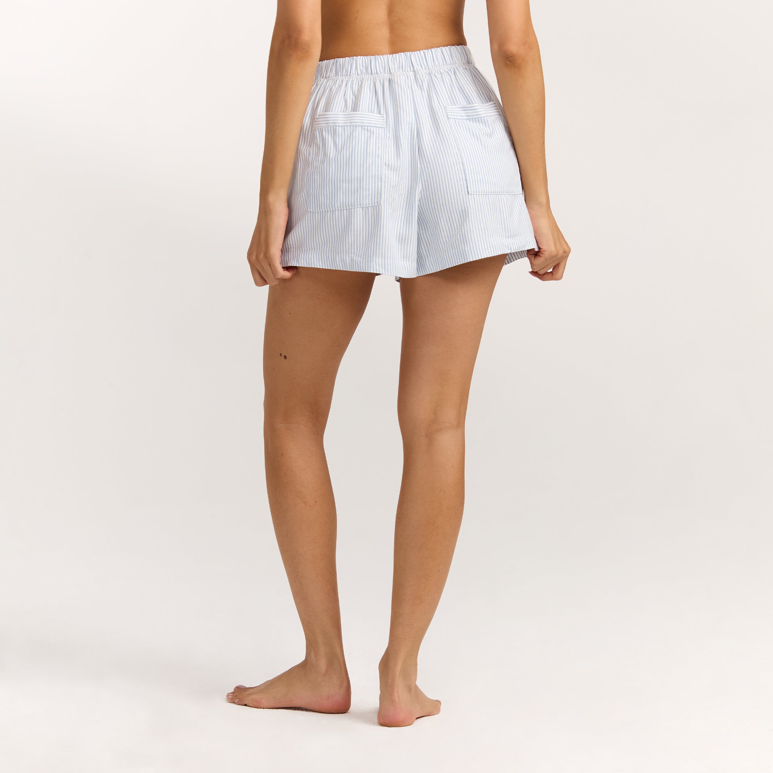 Woven Stripe Pyjama Shorts | Woven Stripe Pyjama Shorts - Blue Stripe