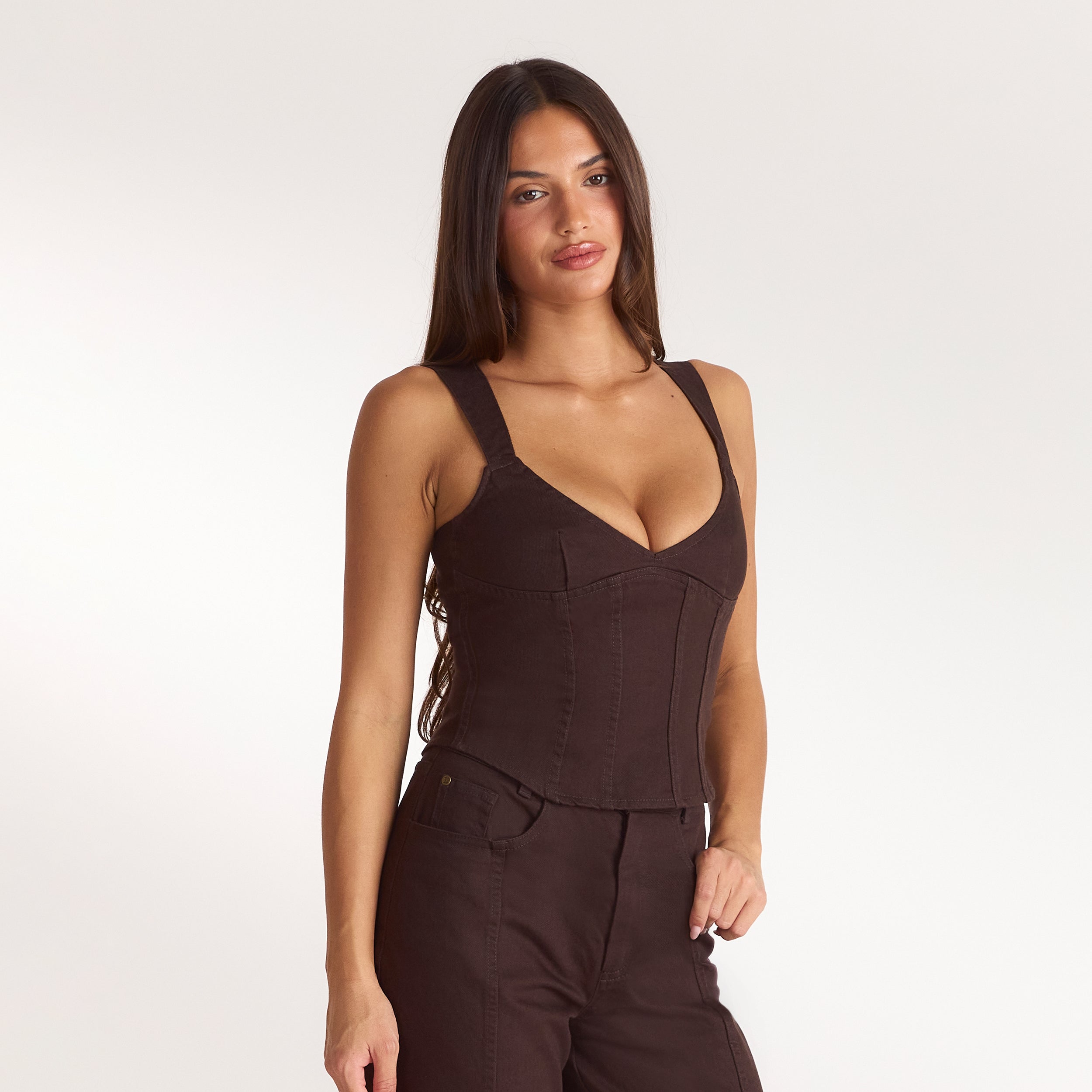 Denim Corset Top | Denim Corset Top - Chocolate