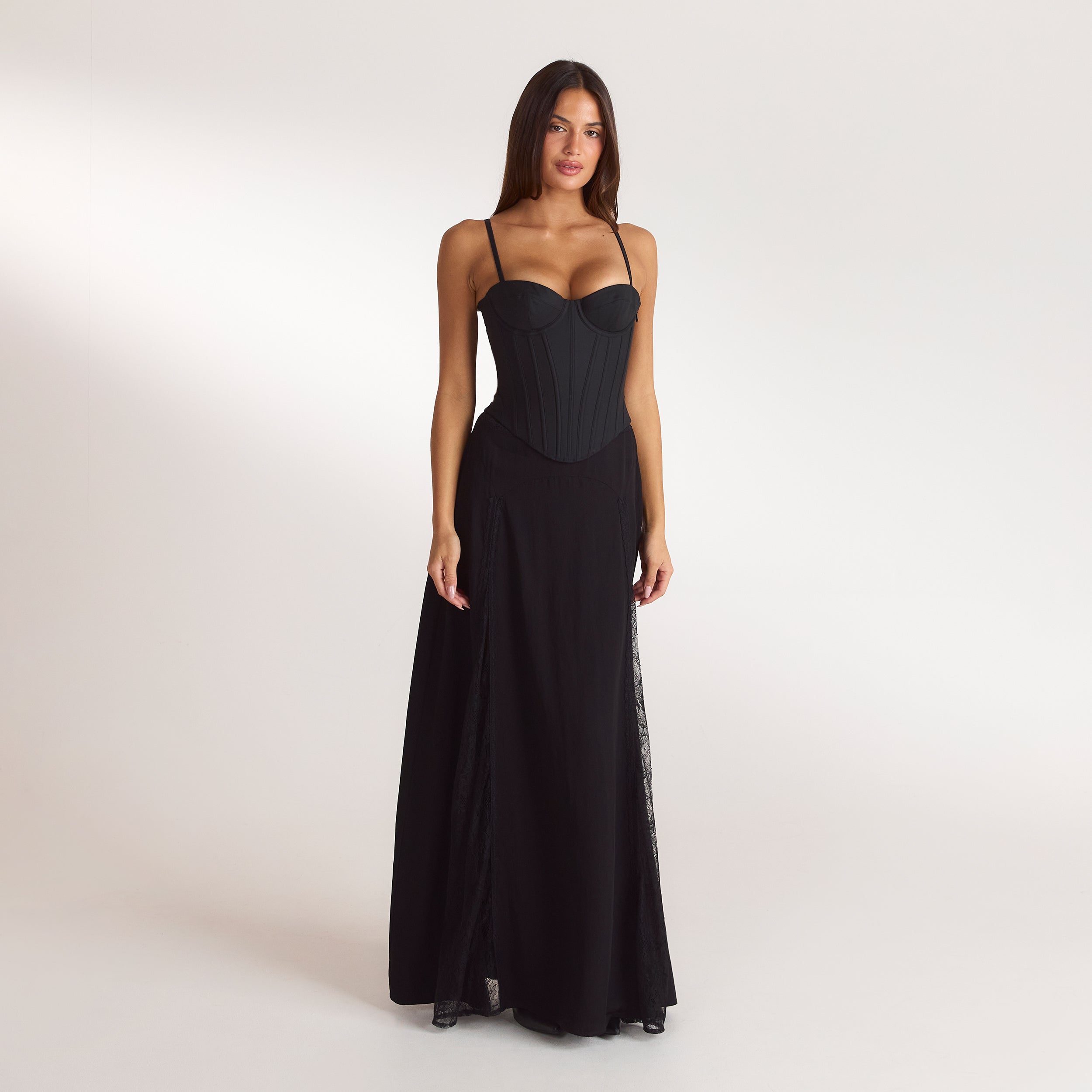 Lace Panel Maxi Skirt | Lace Panel Maxi Skirt - Black