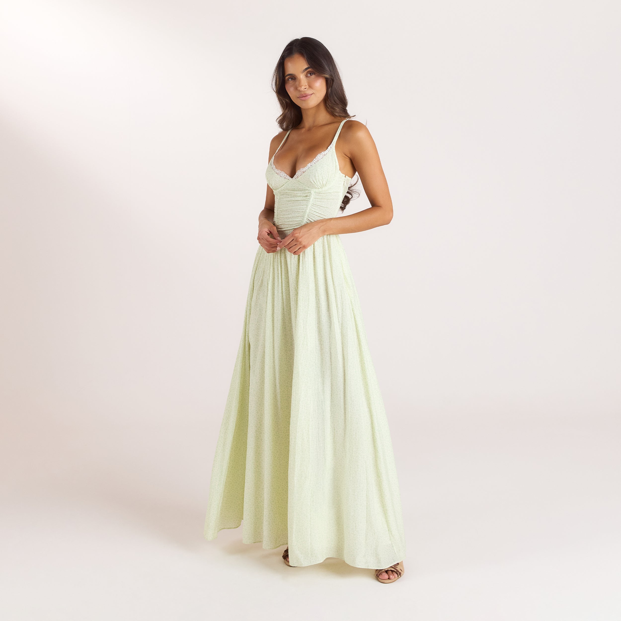 Wired Plunge Maxi Dress | Wired Plunge Maxi Dress - Cream Floral