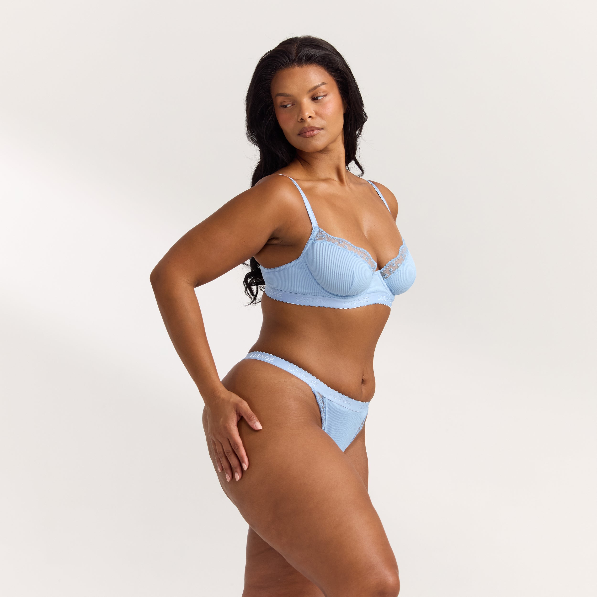 Ribbed Balcony Bra | Ribbed Balcony Bra  - Blue