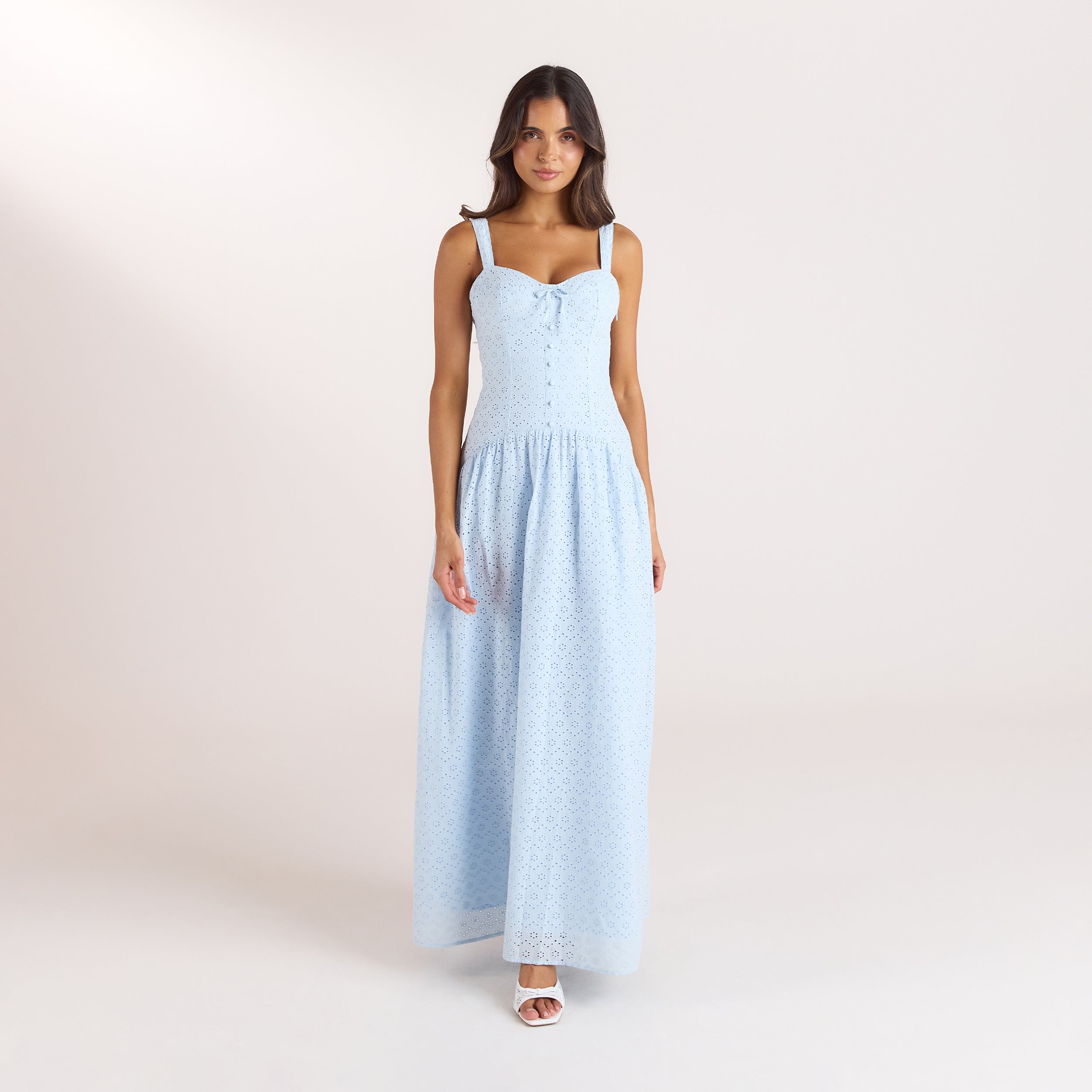 Broderie Maxi Dress | Broderie Maxi Dress - Blue