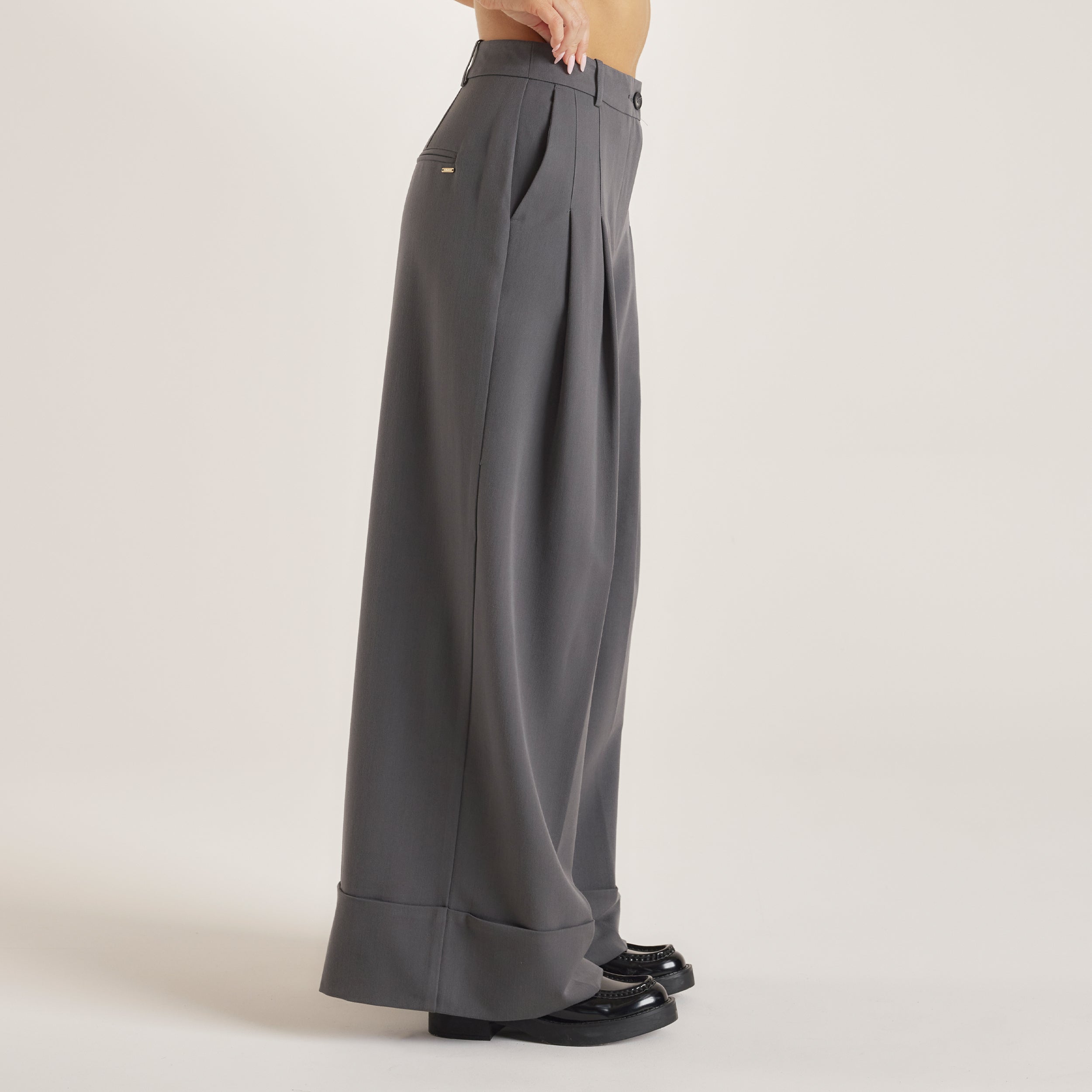 Tailored Turn-Up Trousers  | Tailored Turn-Up Trousers - Charcoal