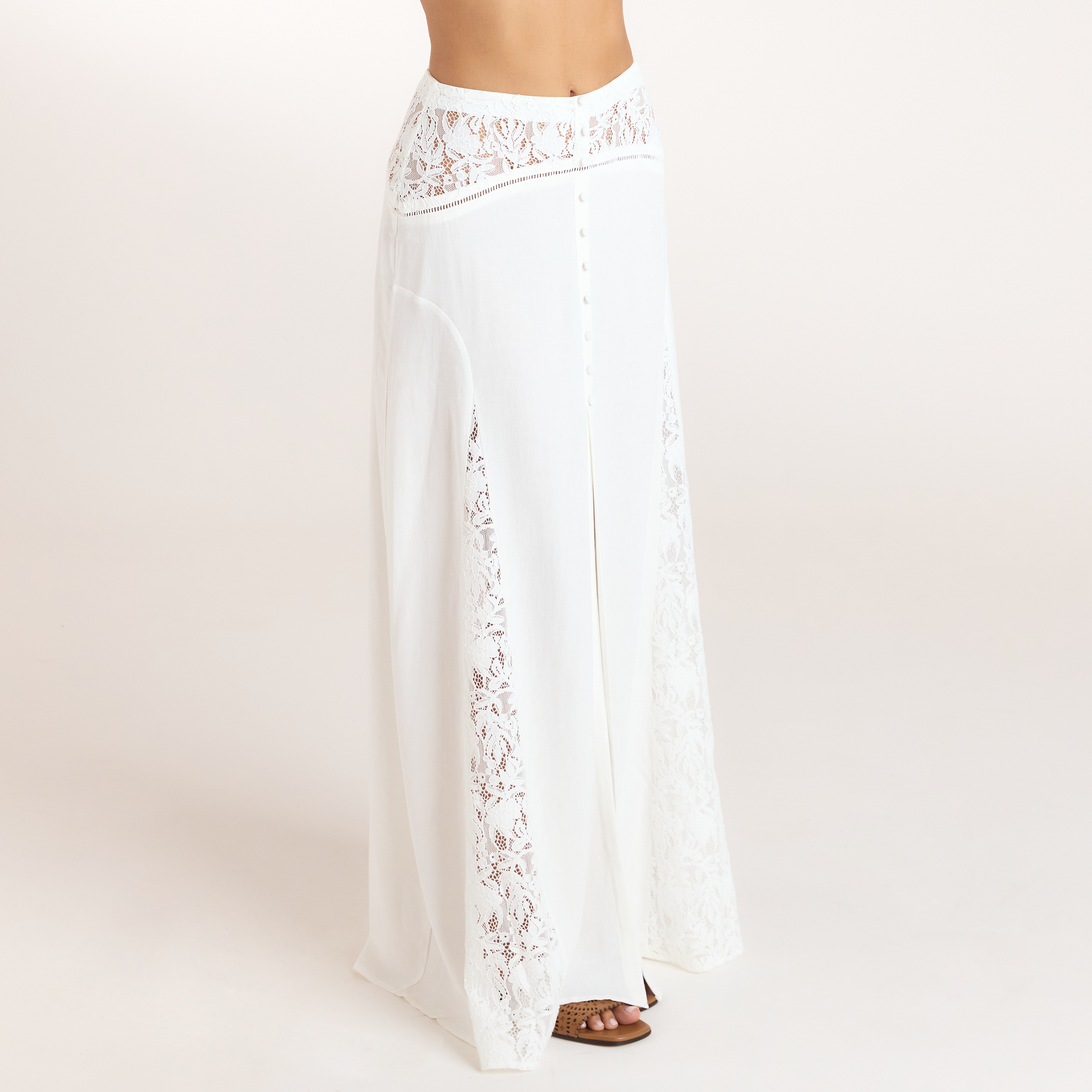 Lace Insert Maxi Skirt | Lace Insert Maxi Skirt - Cream