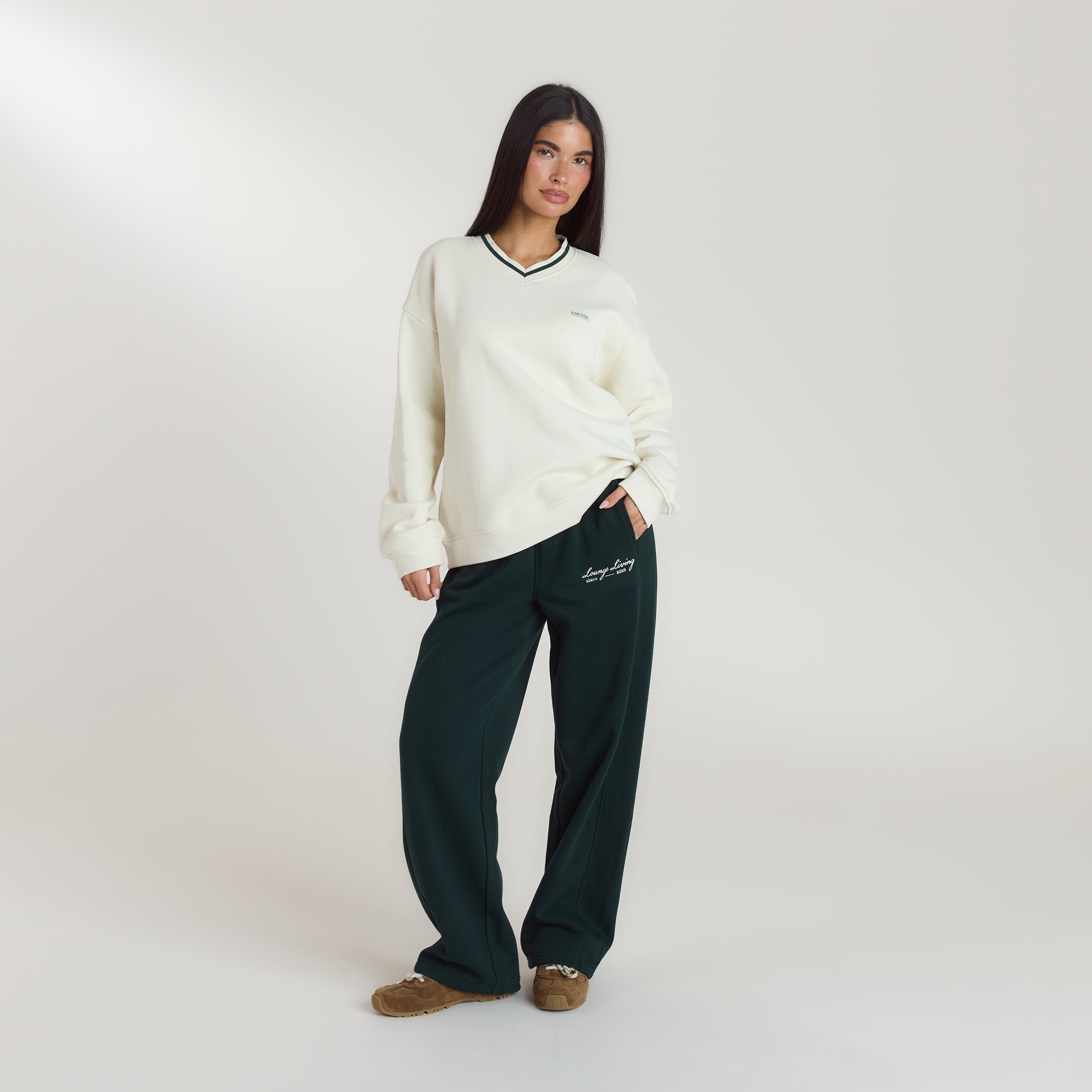 Lounge Living V-Neck Jumper | Lounge Living V-Neck Jumper - Cream