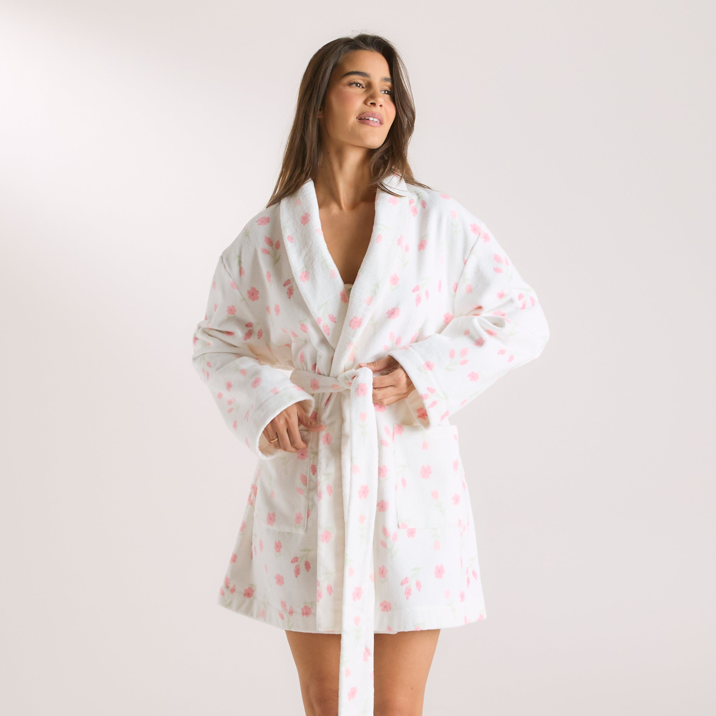 Towelling Bathrobe | Towelling Bathrobe - Floral Print