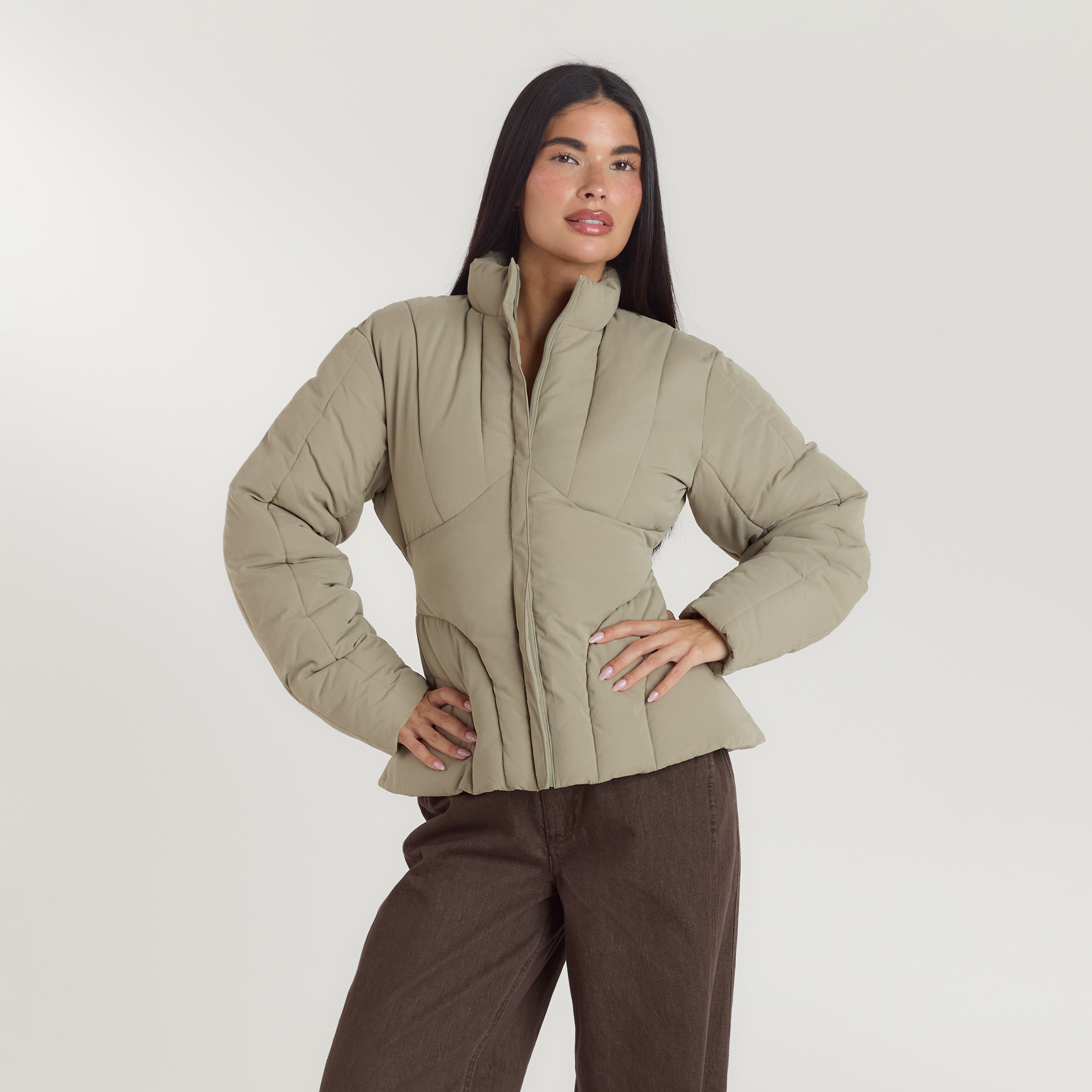 Cinched Puffer Coat | Cinched Puffer Coat - Thyme