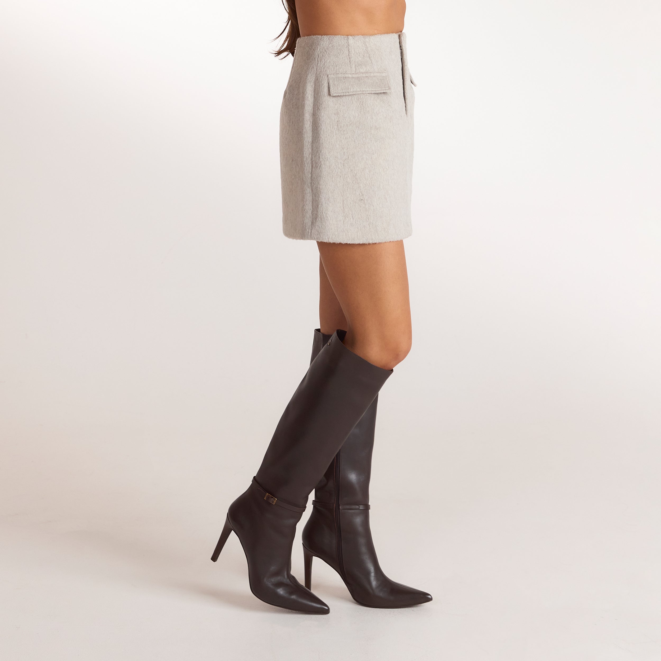 Woven A-Line Mini Skirt | Woven A-Line Mini Skirt - Warm Grey