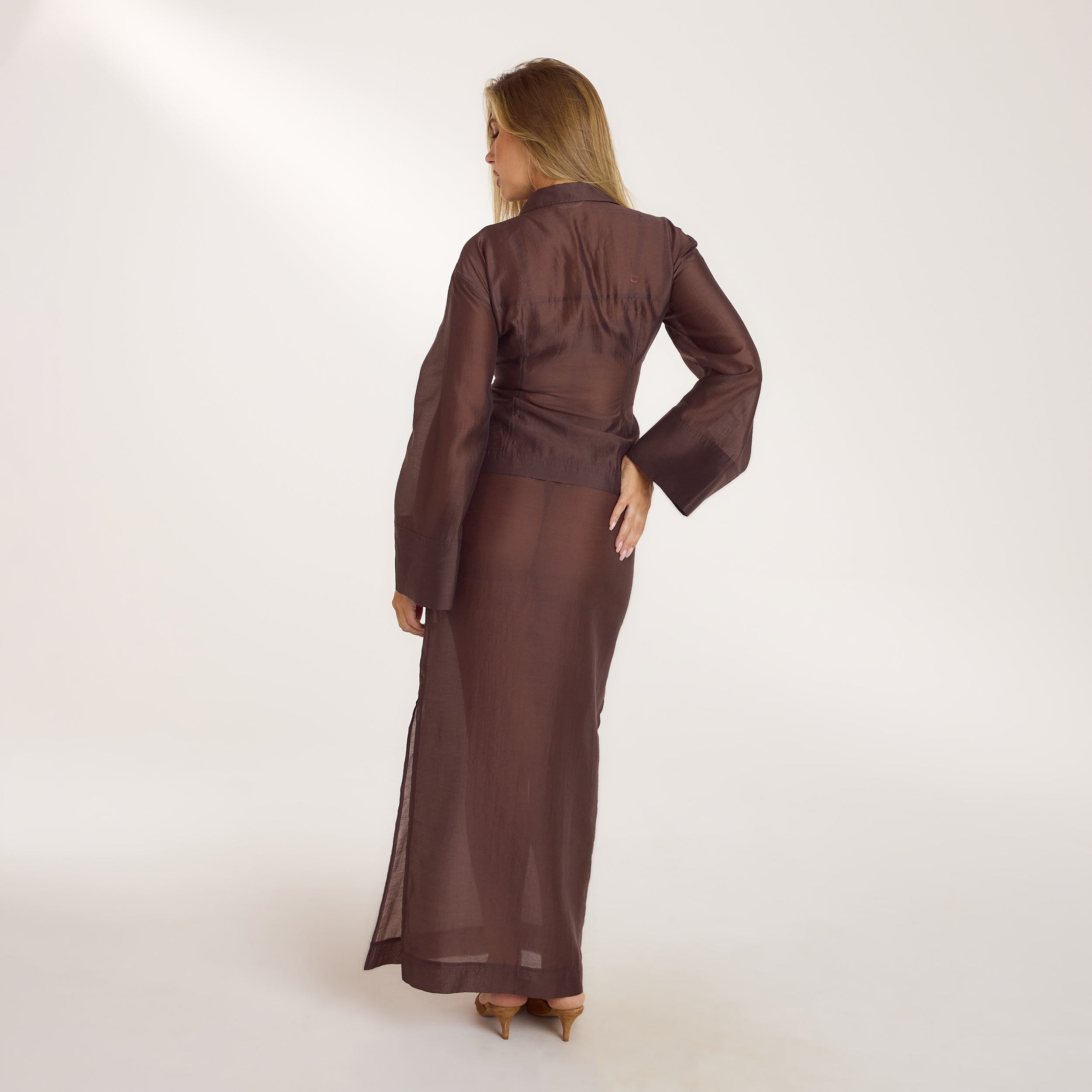 Fitted Sheer Shirt | Fitted Sheer Shirt - Chocolate