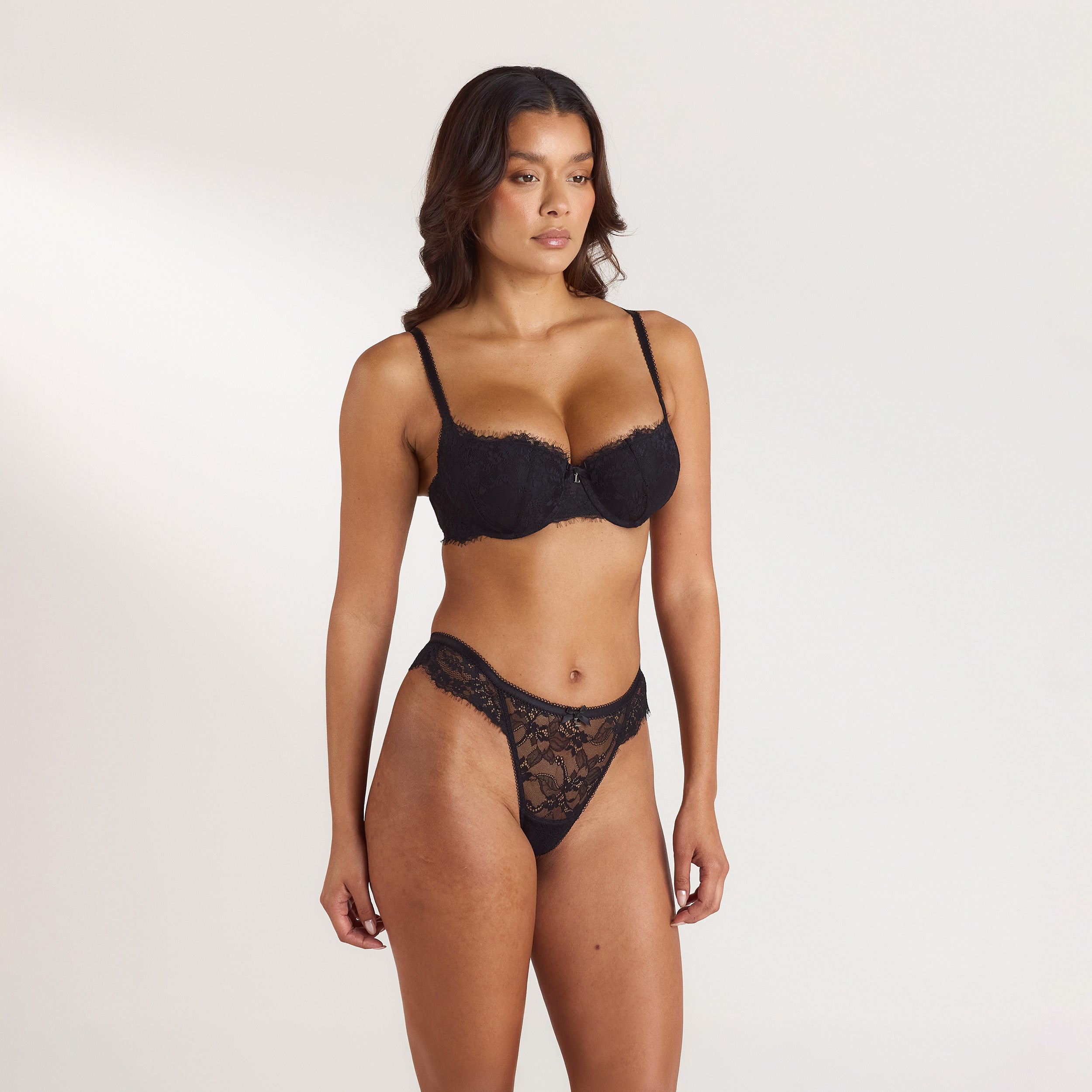 Lace Balconette Extreme Push-Up Bra | Lace Balconette Extreme Push-Up Bra - Black